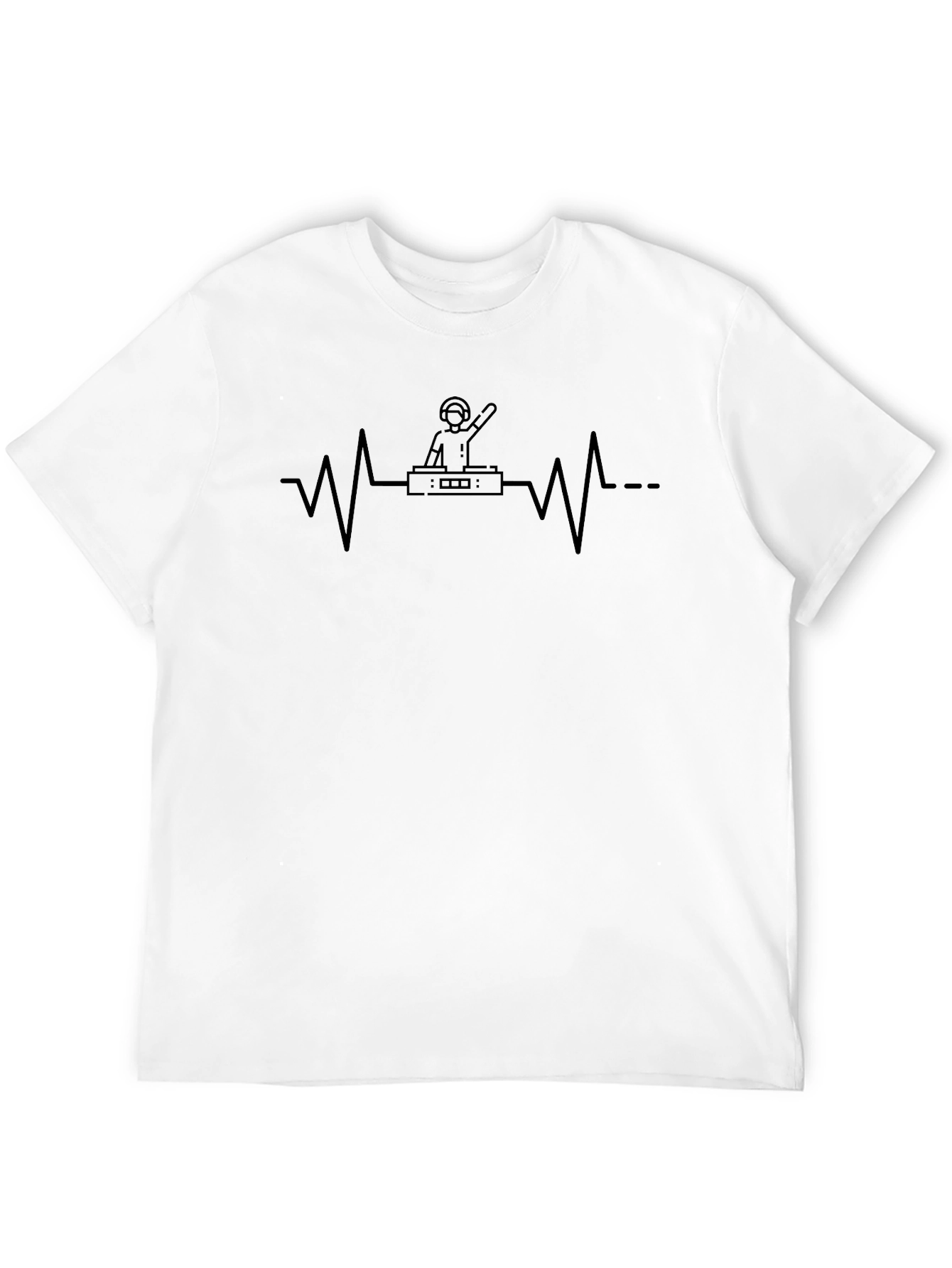 DJ Heartbeat Graphic Tee - Black Cotton T-Shirt