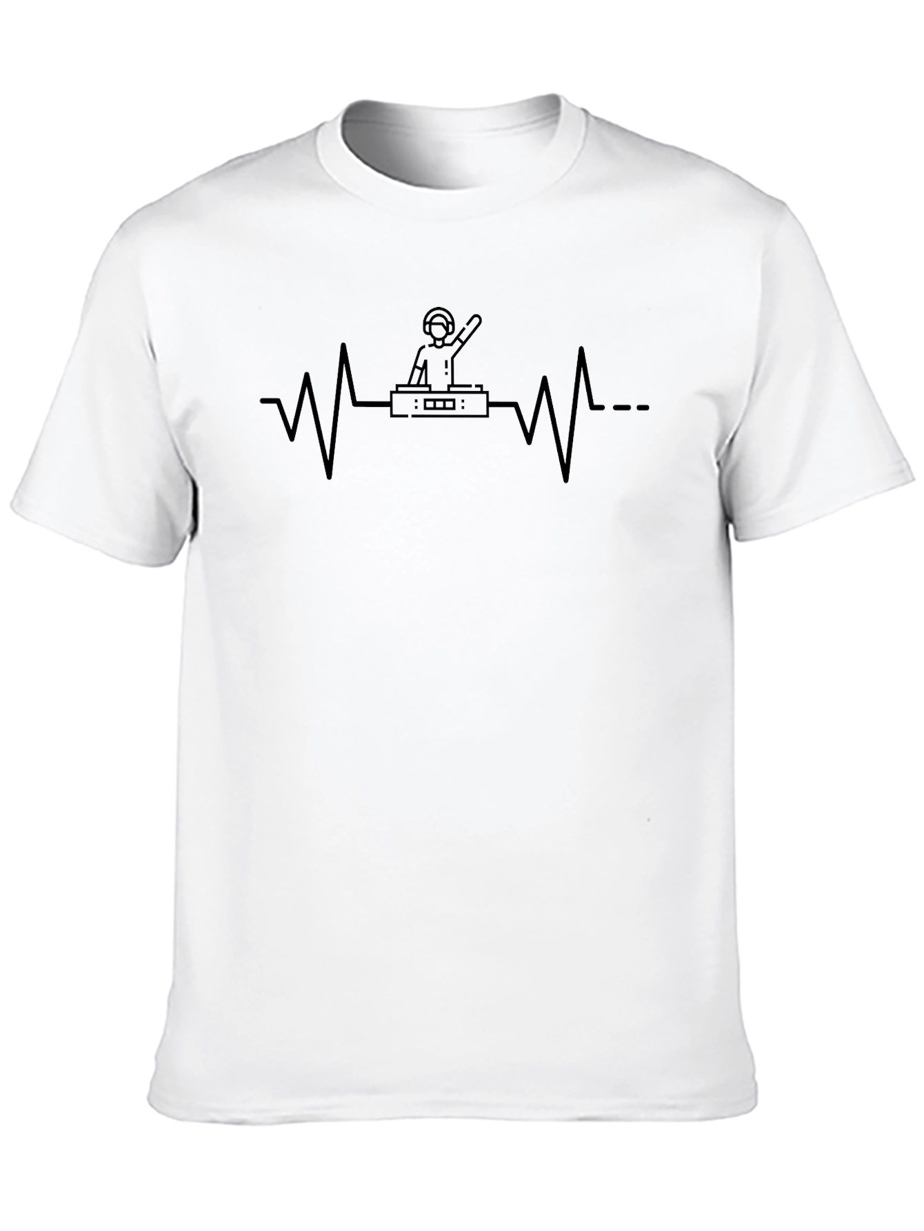 DJ Heartbeat Graphic Tee - Black Cotton T-Shirt