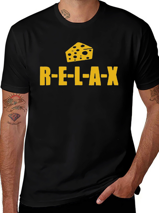 Relax Cheese Black T-Shirt Funny Graphic Tee
