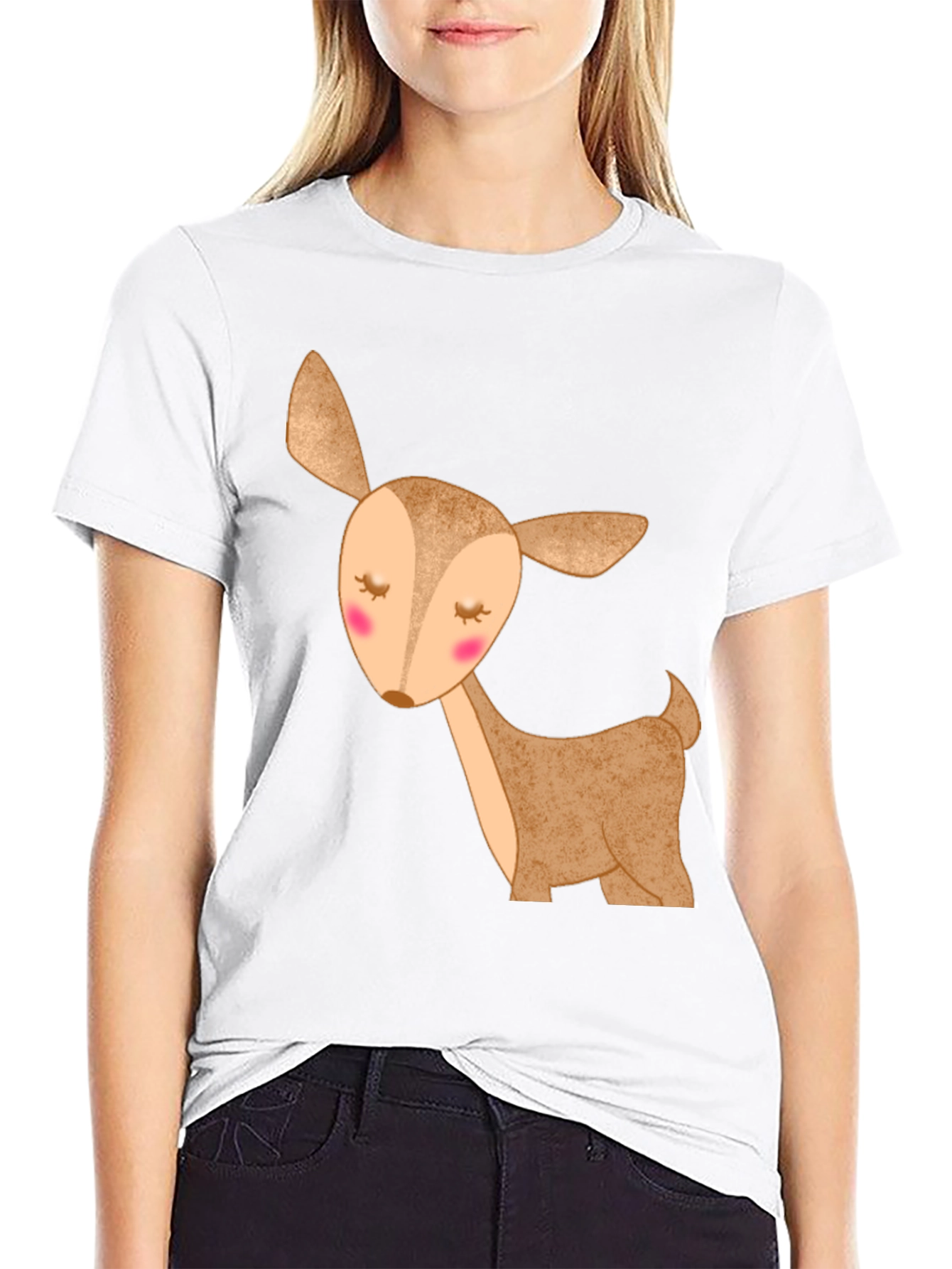 Cute Deer Graphic T-Shirt - Black Cotton Tee