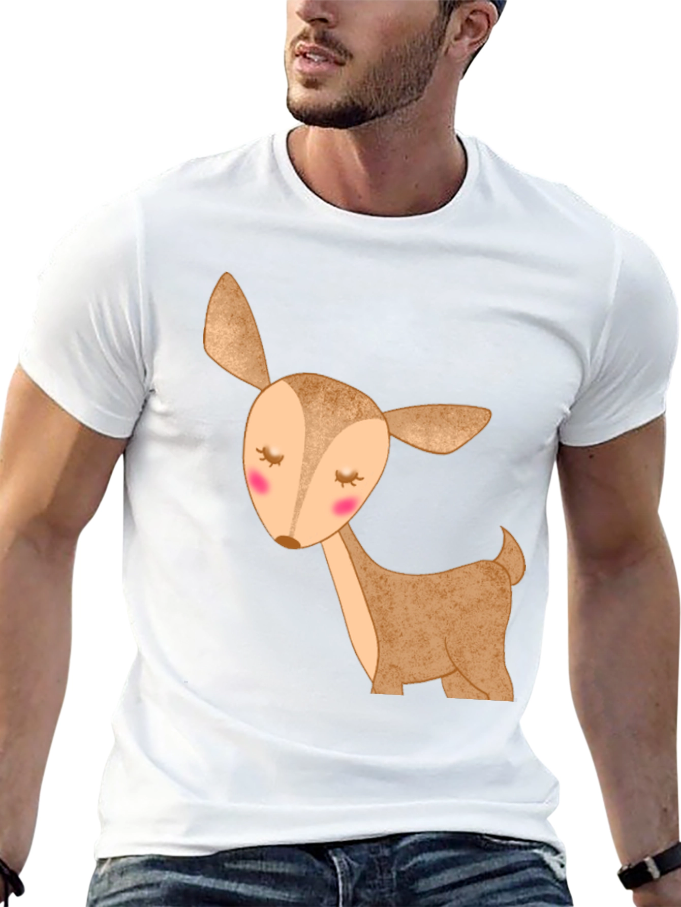 Cute Deer Graphic T-Shirt - Black Cotton Tee