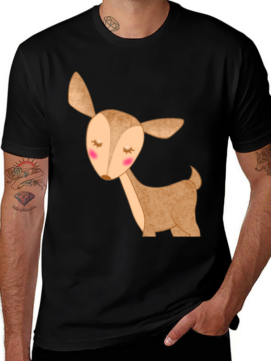 Cute Deer Graphic T-Shirt - Black Cotton Tee