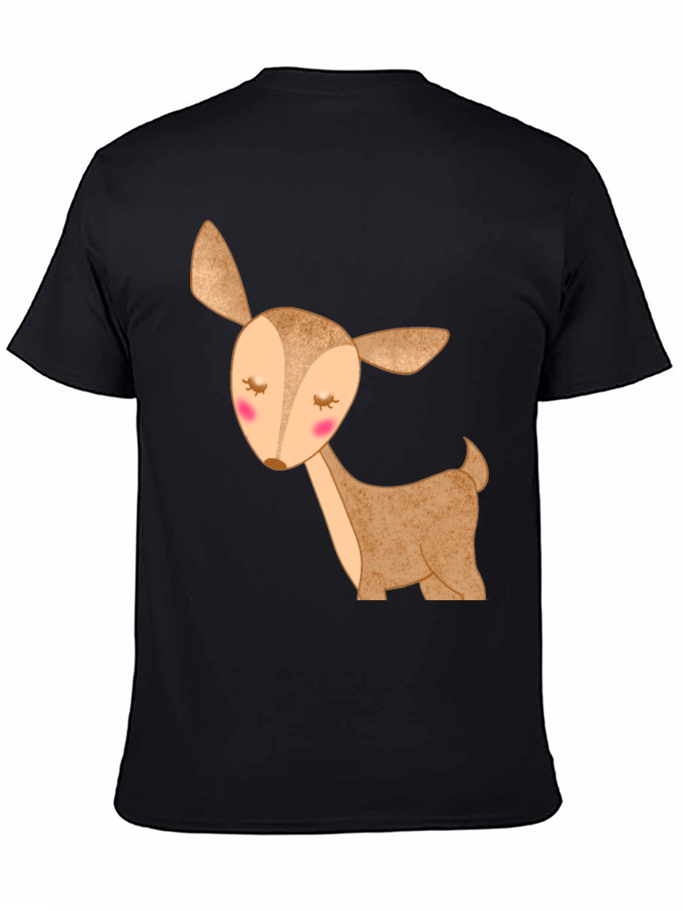 Cute Deer Graphic T-Shirt - Black Cotton Tee