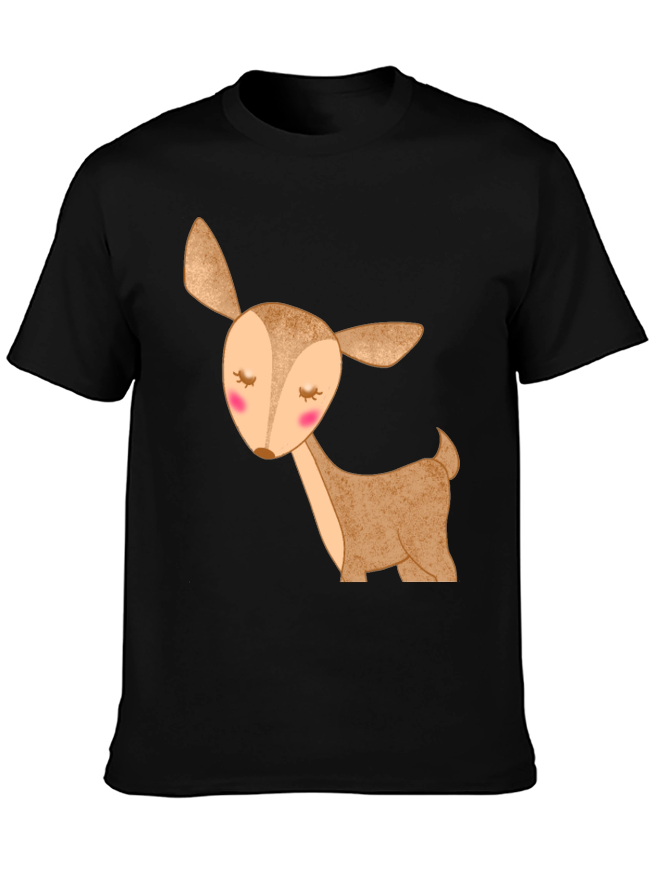 Cute Deer Graphic T-Shirt - Black Cotton Tee