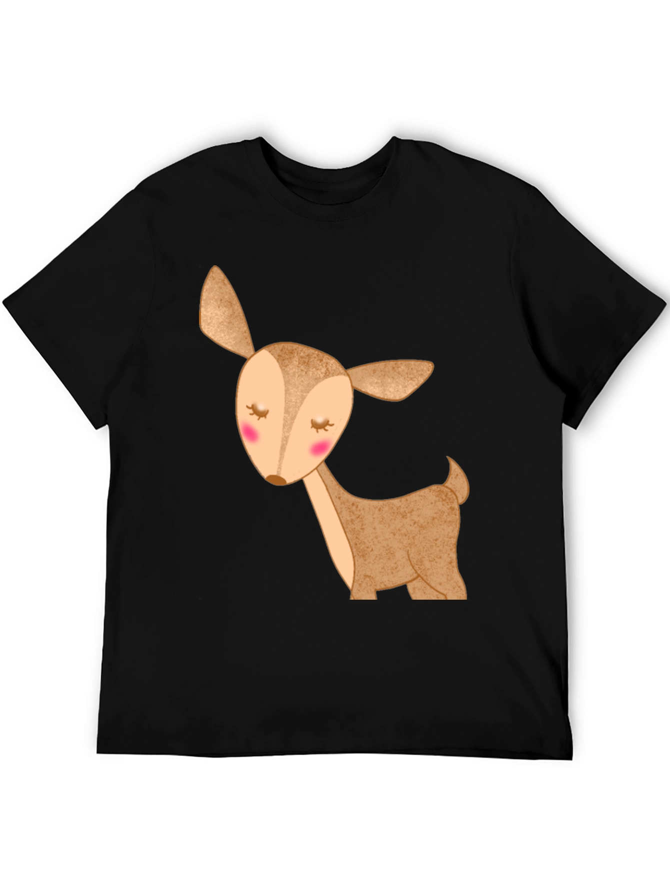 Cute Deer Graphic T-Shirt - Black Cotton Tee