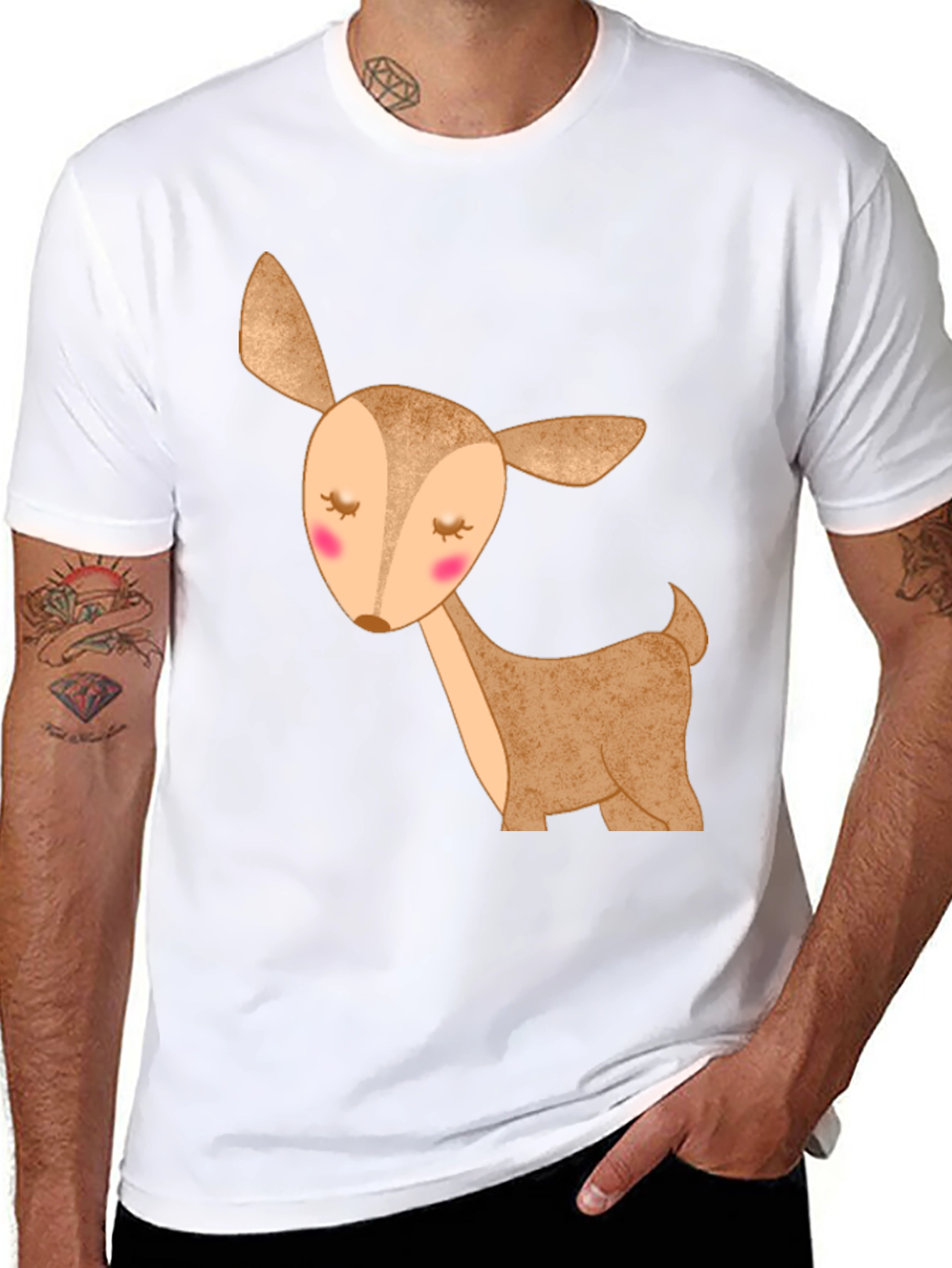 Cute Deer Graphic T-Shirt - Black Cotton Tee