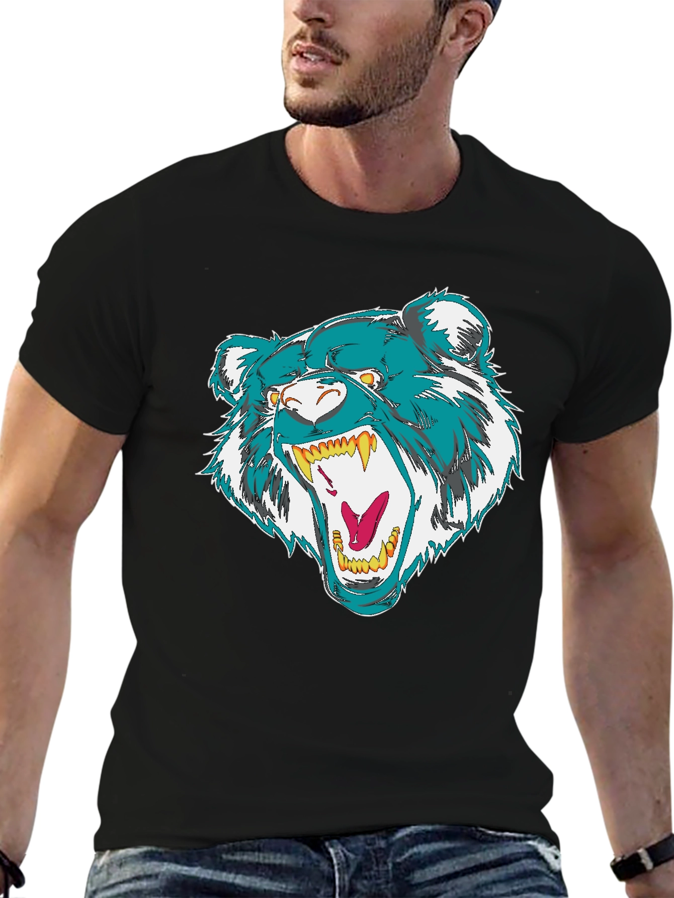 Bold Bear Graphic Black T-Shirt