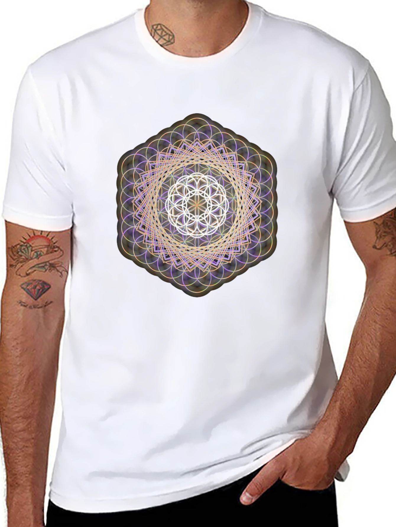 Geometric Pattern Tee - Artistic Design Soft Fabric