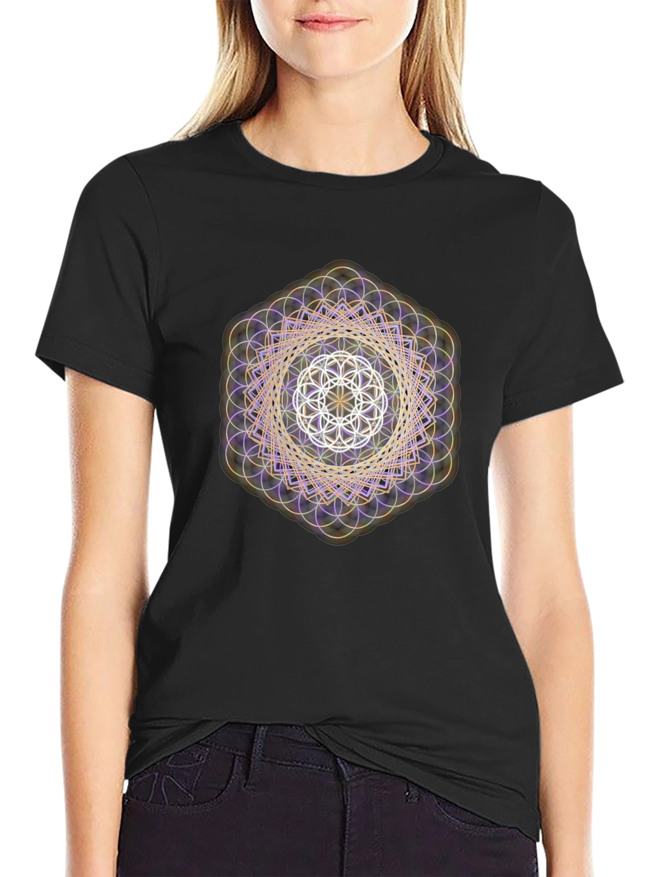 Geometric Pattern Tee - Artistic Design Soft Fabric