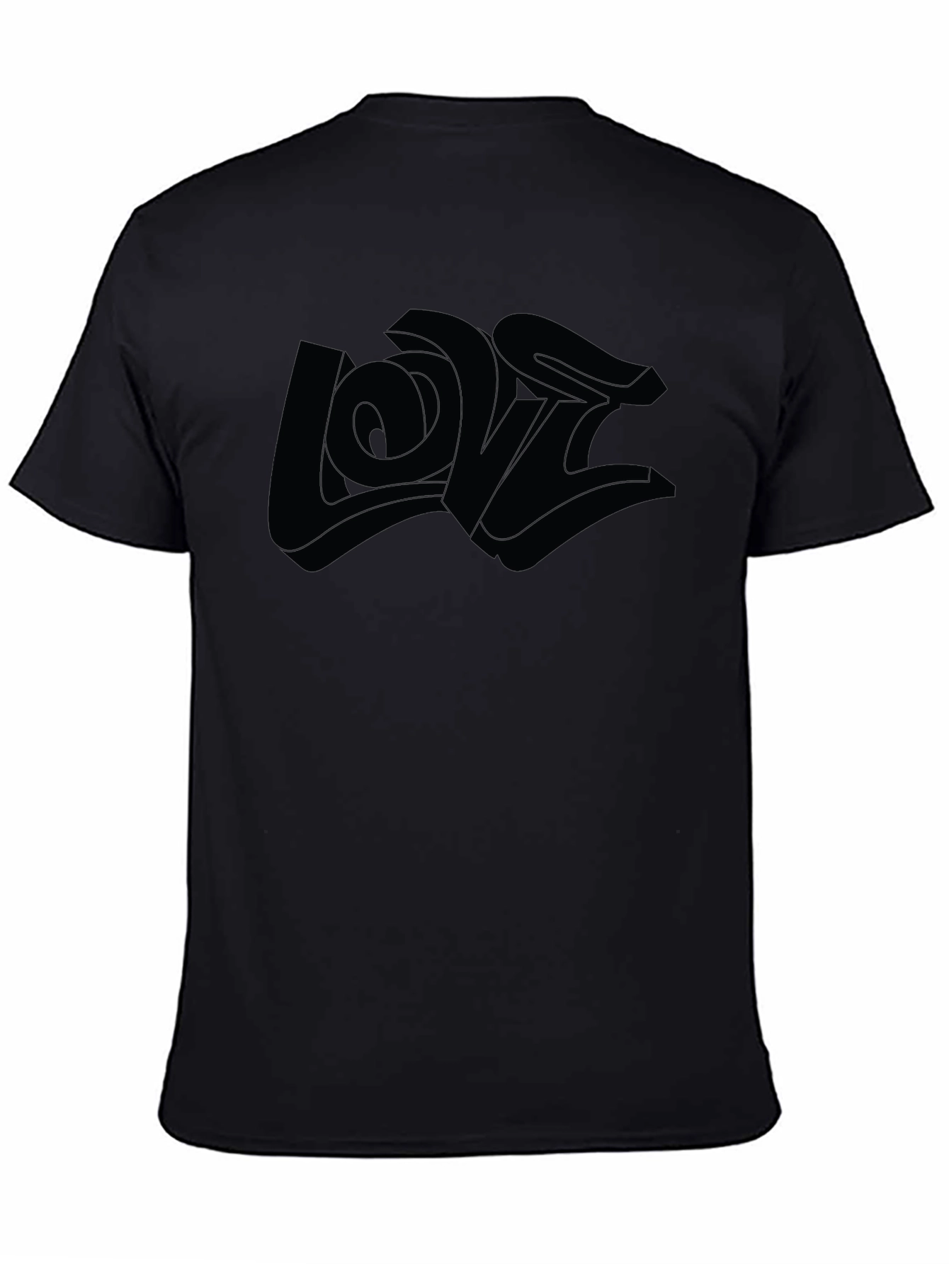 Monochrome Graphic Tee - 3D Love Design