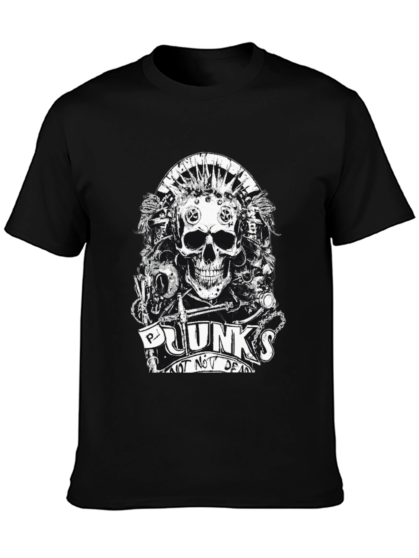 Punk Skull Graphic T-Shirt - Not Dead