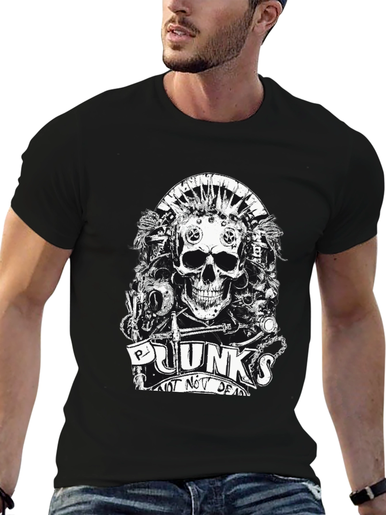 Punk Skull Graphic T-Shirt - Not Dead