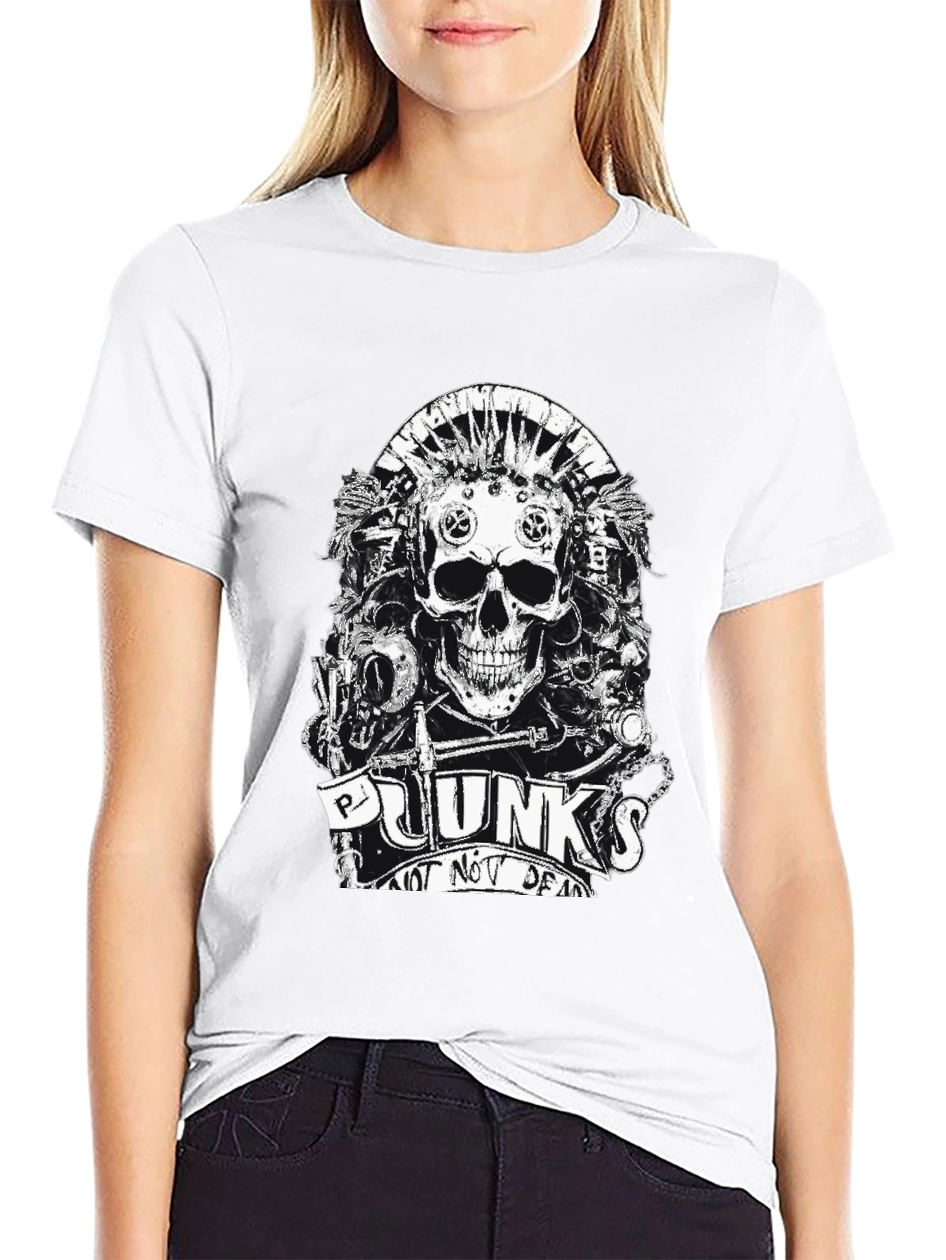Punk Skull Graphic T-Shirt - Not Dead