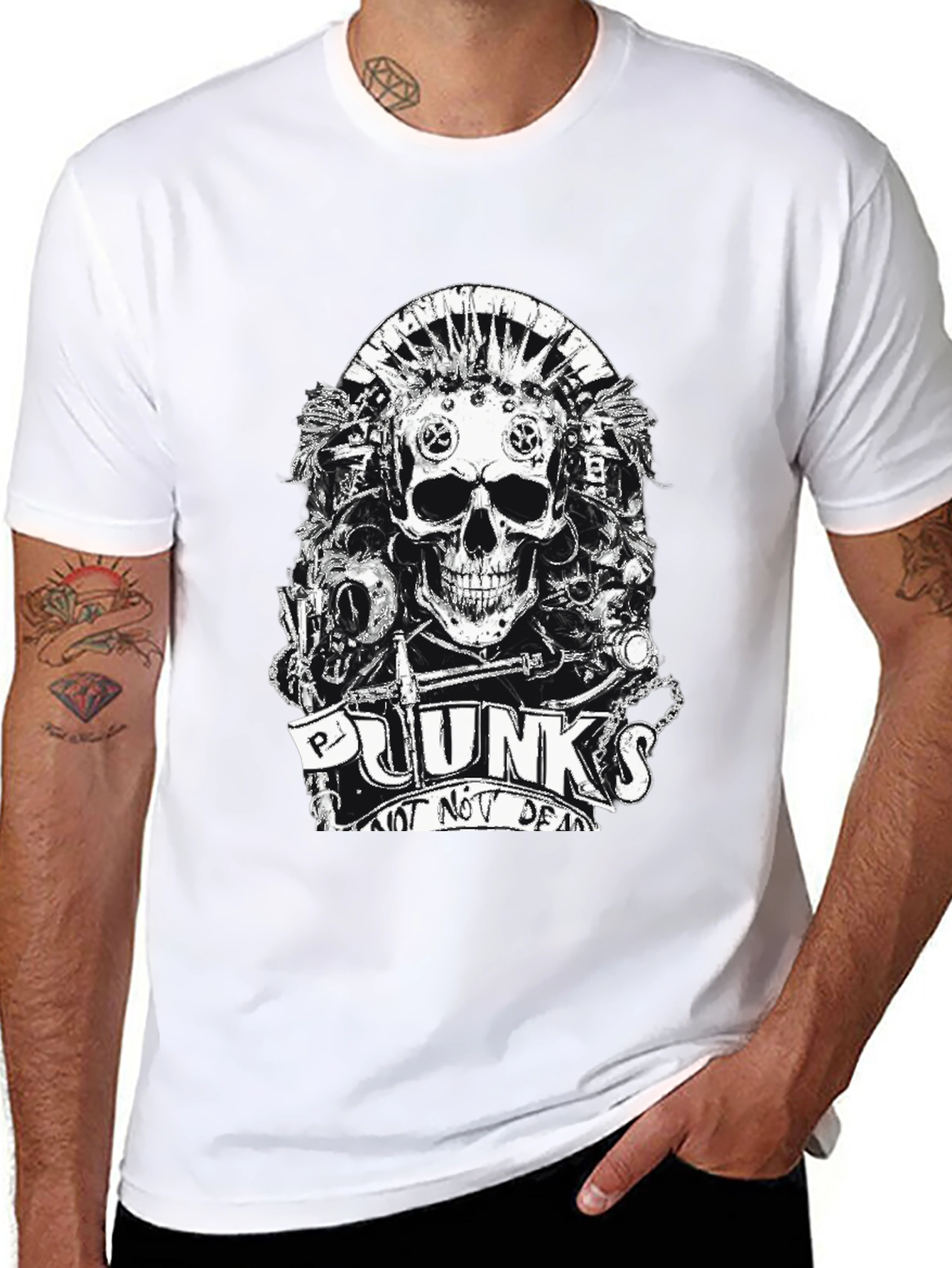 Punk Skull Graphic T-Shirt - Not Dead