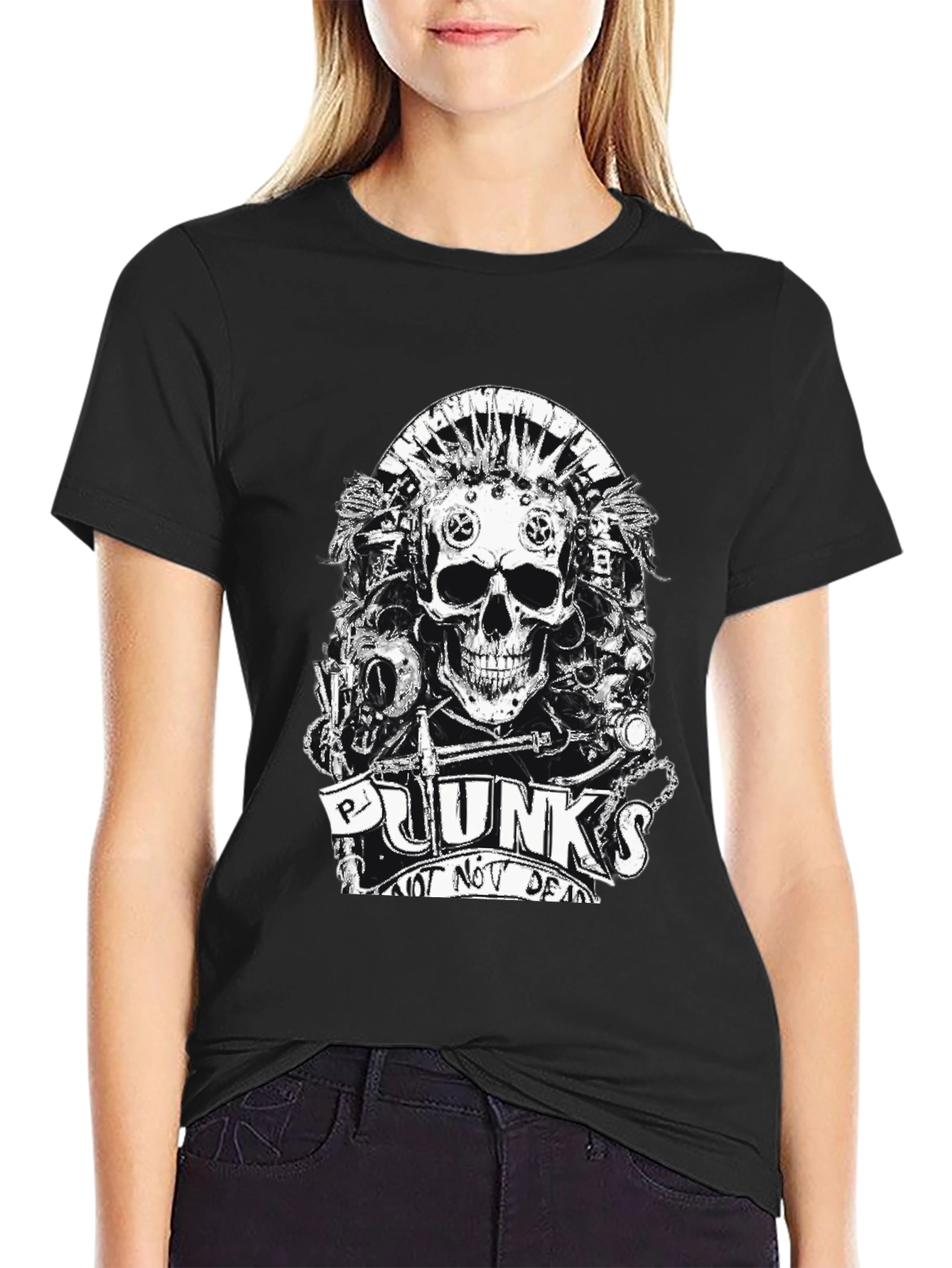 Punk Skull Graphic T-Shirt - Not Dead