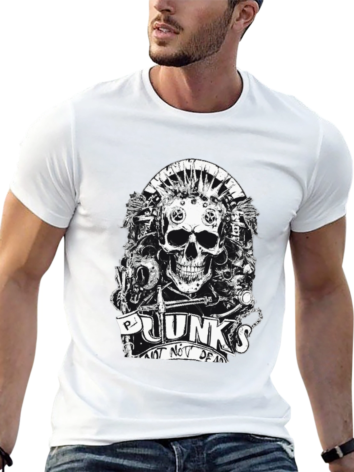 Punk Skull Graphic T-Shirt - Not Dead