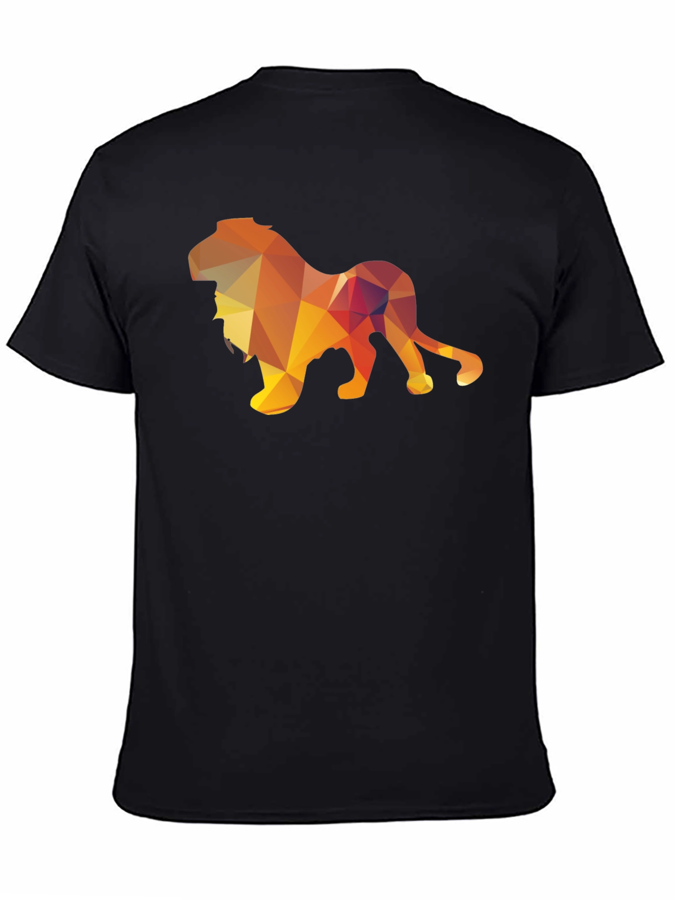 Geometric Lion Graphic Tee - Stylish Mens Black T-Shirt