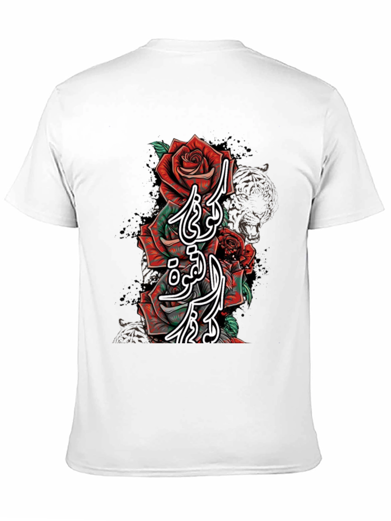 Rose Arabic Script Graphic Print T-Shirt
