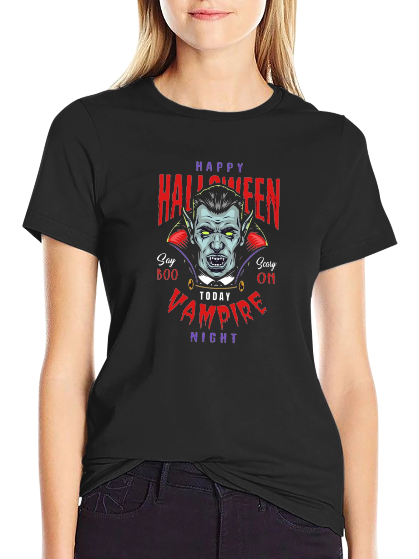 Happy Halloween Vampire Night Graphic T-Shirt
