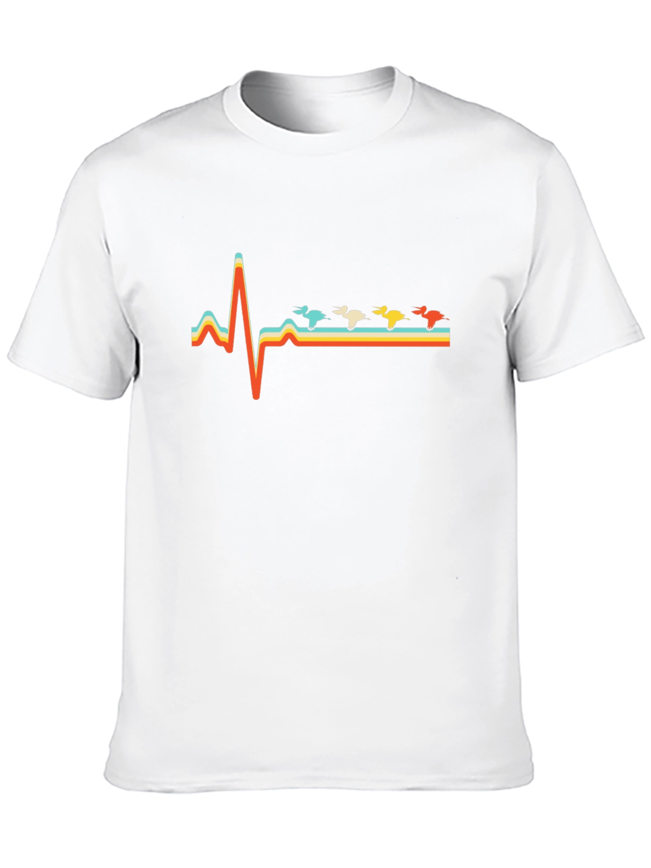 Duck Heartbeat Retro Style Black T-Shirt