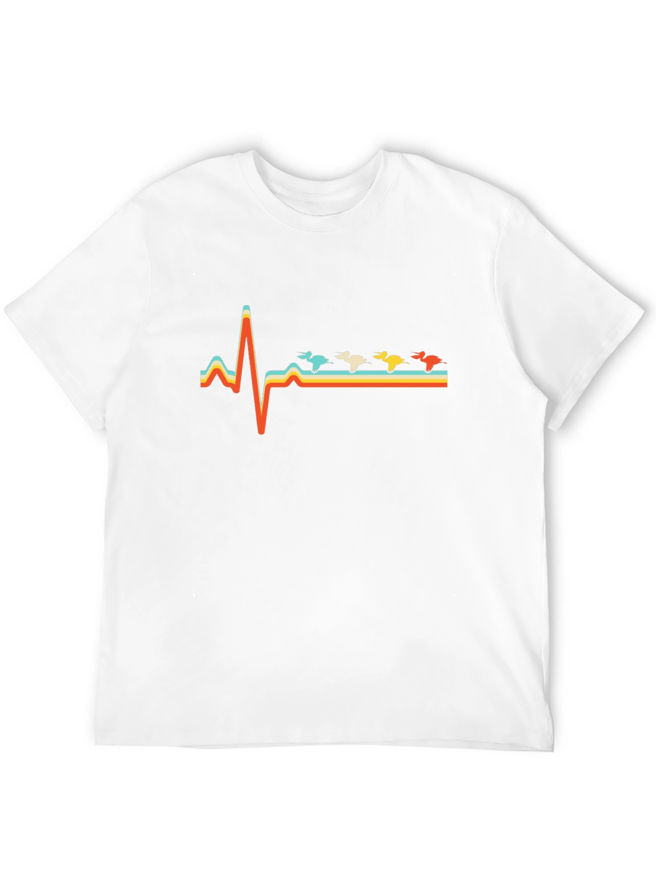 Duck Heartbeat Retro Style Black T-Shirt