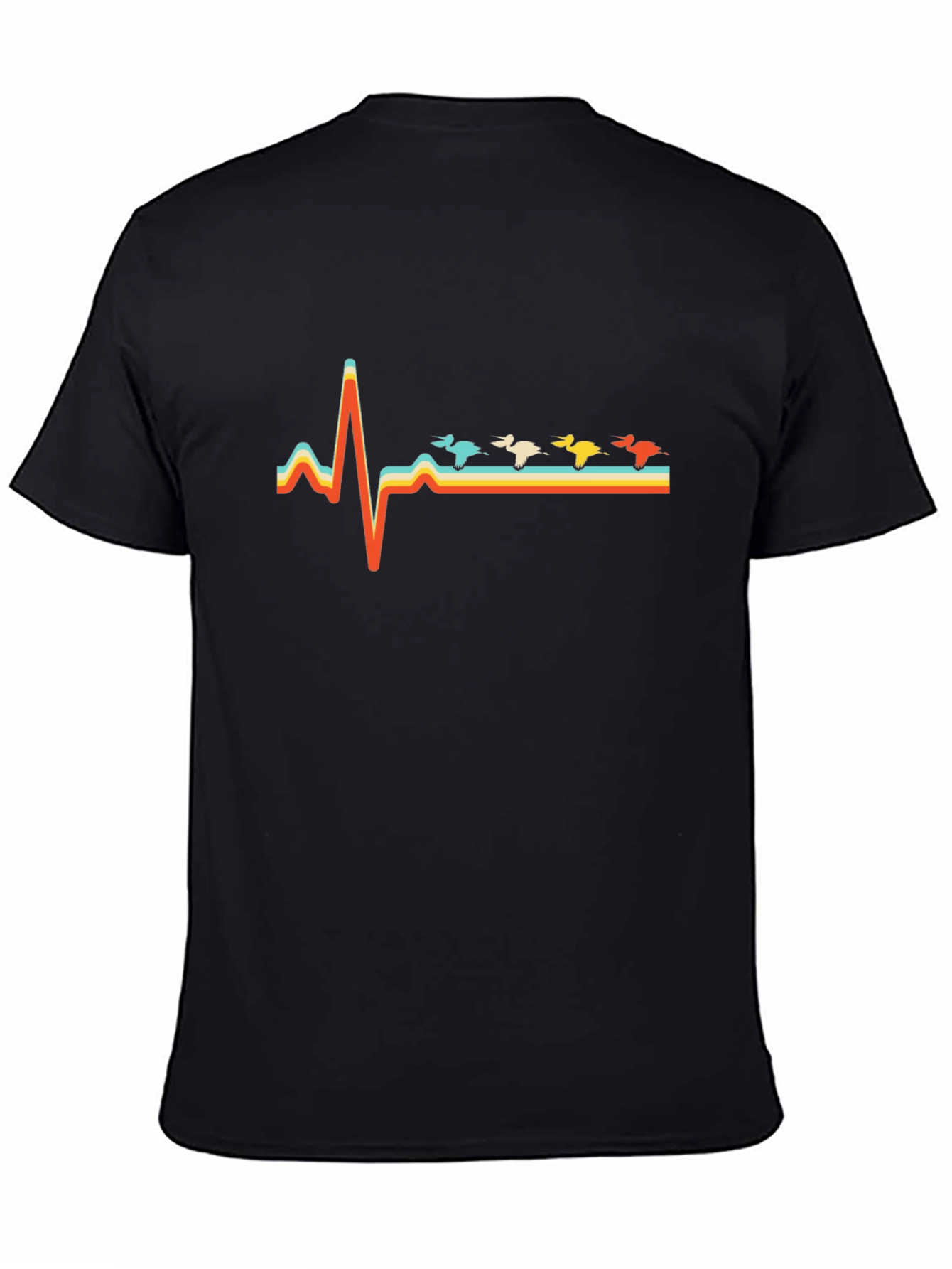 Duck Heartbeat Retro Style Black T-Shirt
