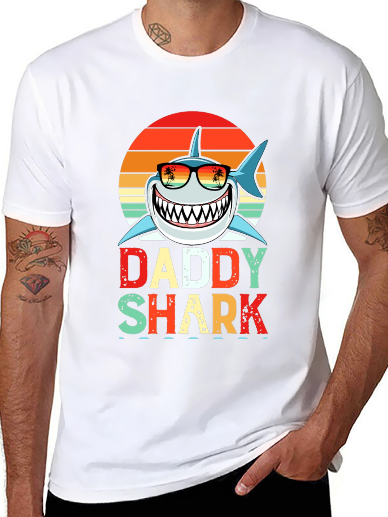 Daddy Shark Graphic T-Shirt - Novelty Family Tee
