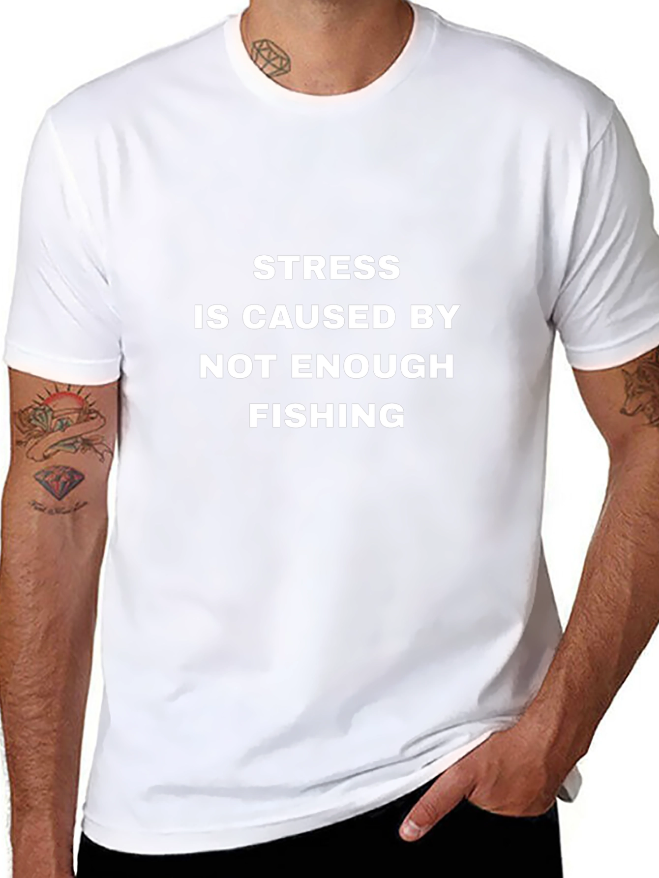 Stress Not Enough Fishing Black Cotton Tee