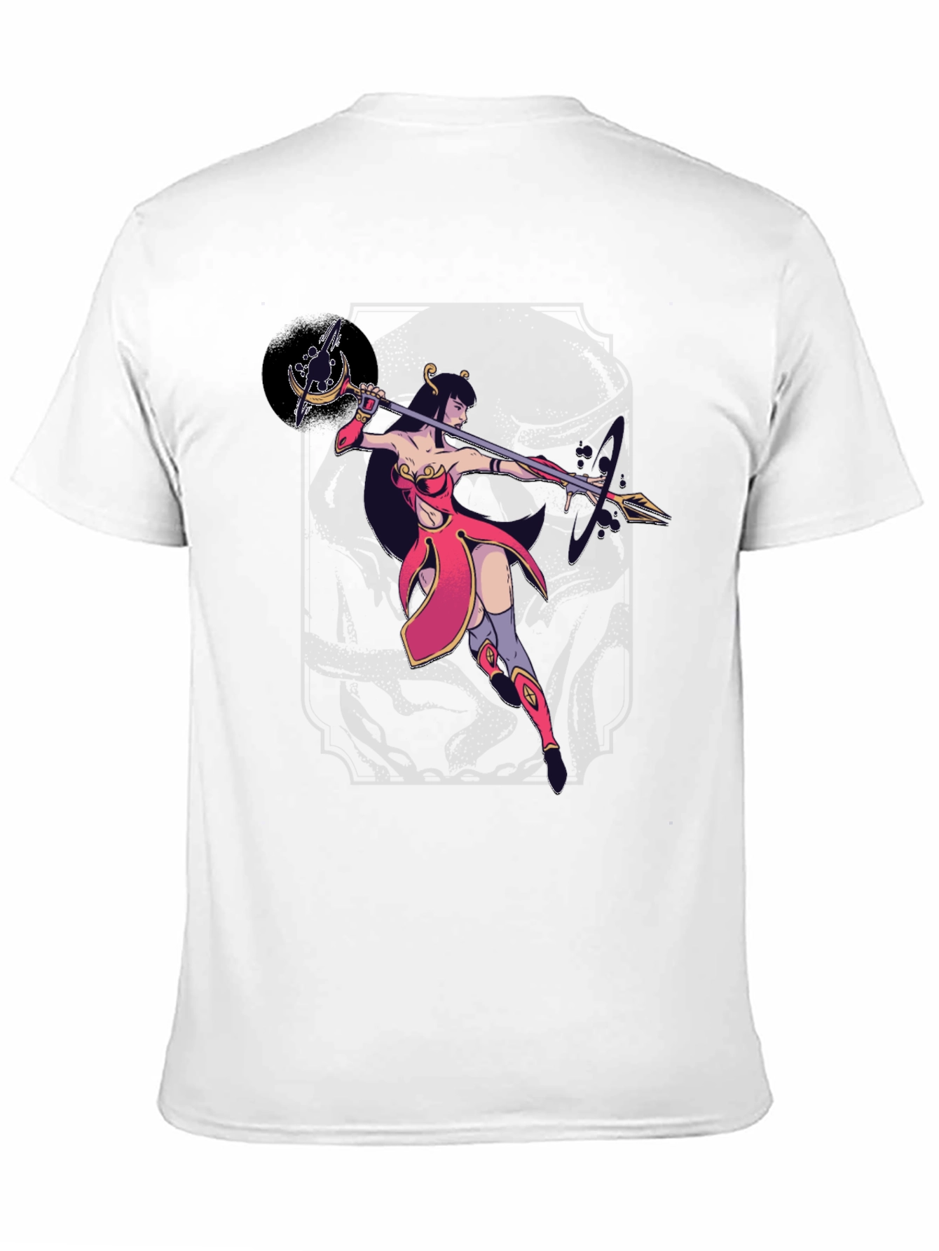 Fantasy Warrior Graphic Print Black T-Shirt