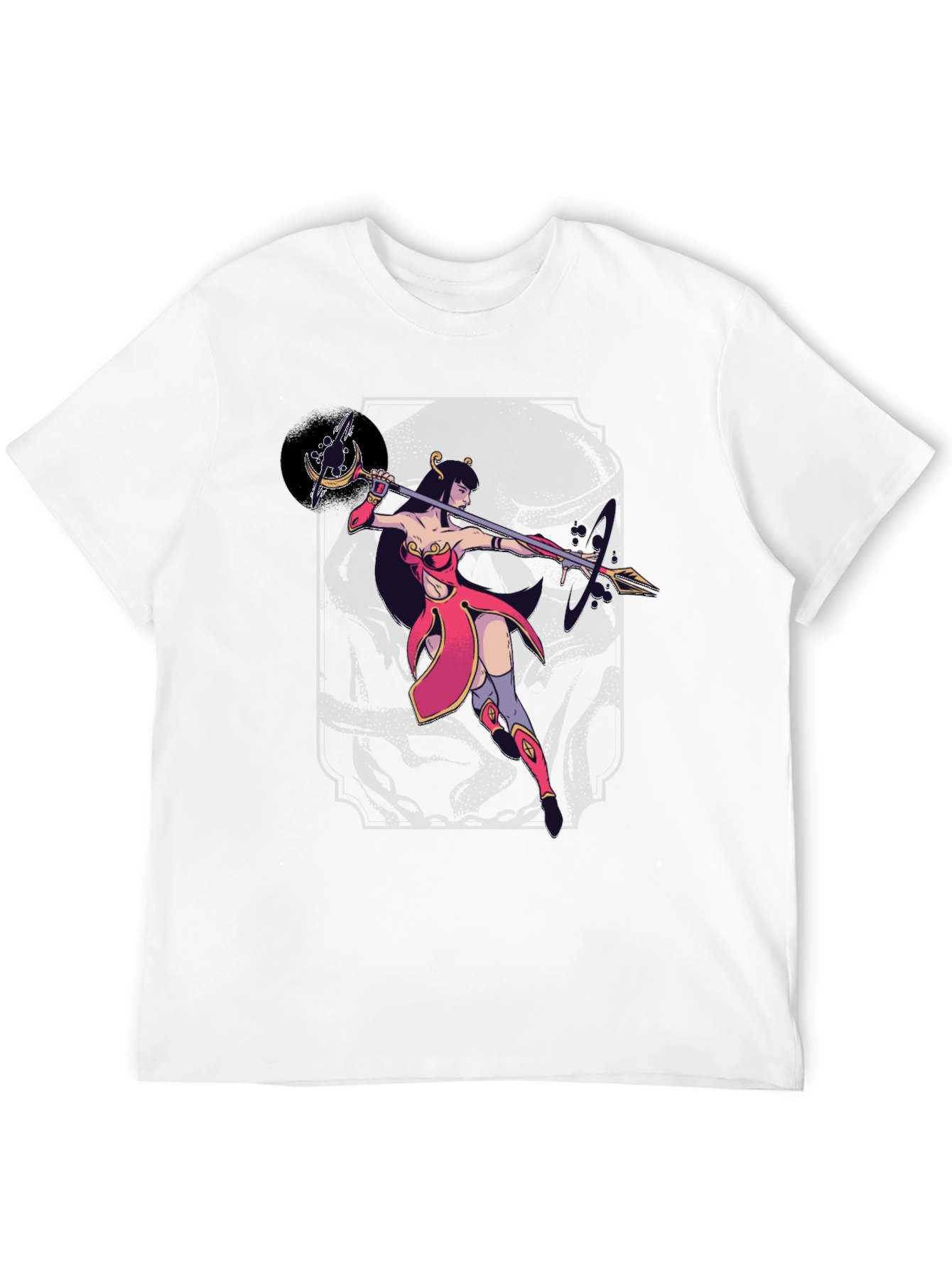 Fantasy Warrior Graphic Print Black T-Shirt