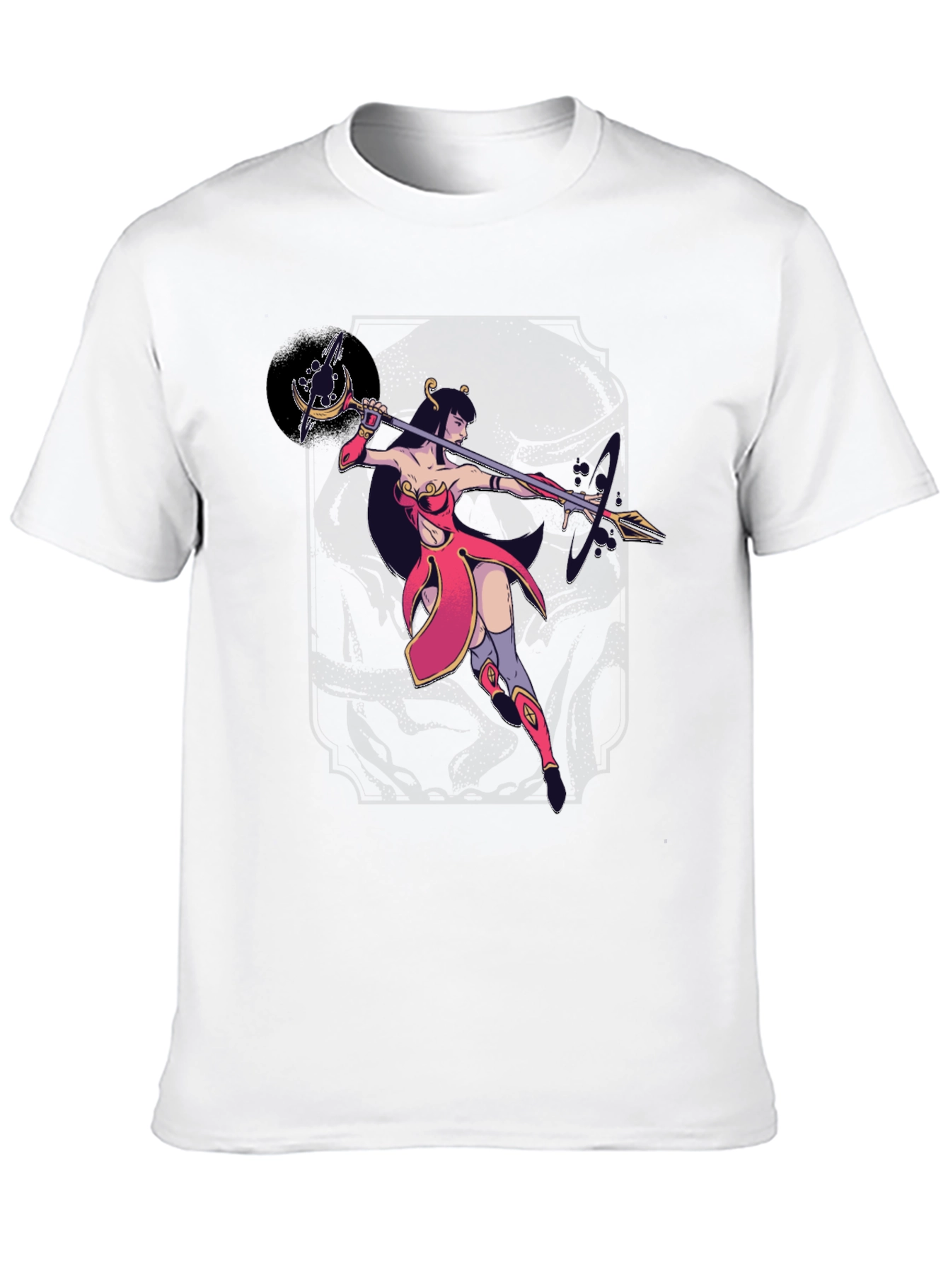 Fantasy Warrior Graphic Print Black T-Shirt