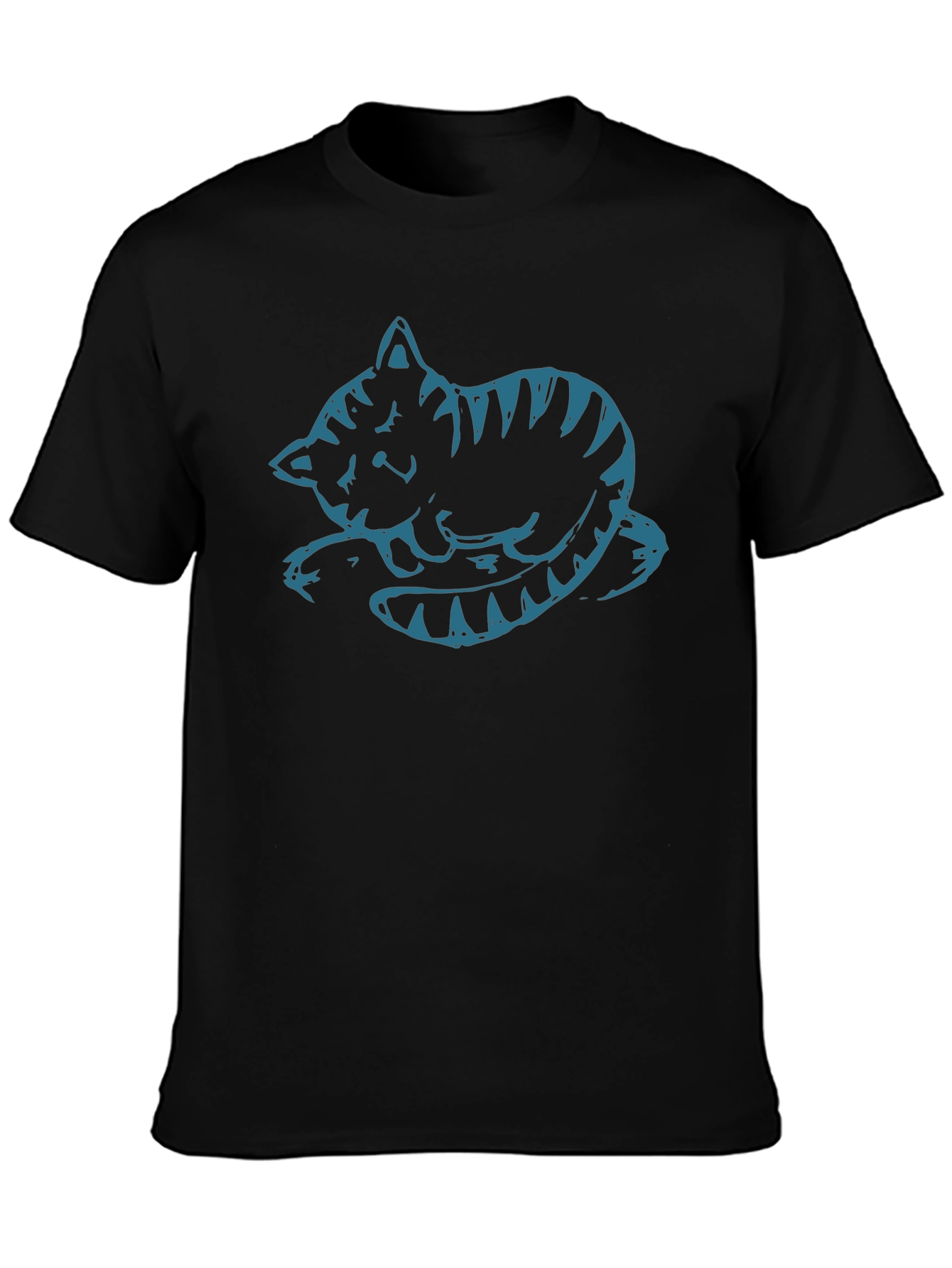 Cute Cat Graphic Tee - Black