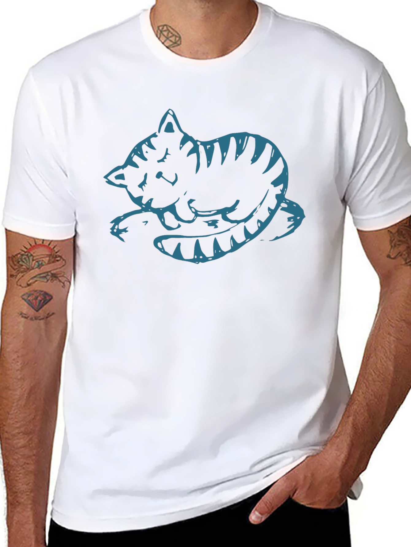 Cute Cat Graphic Tee - Black