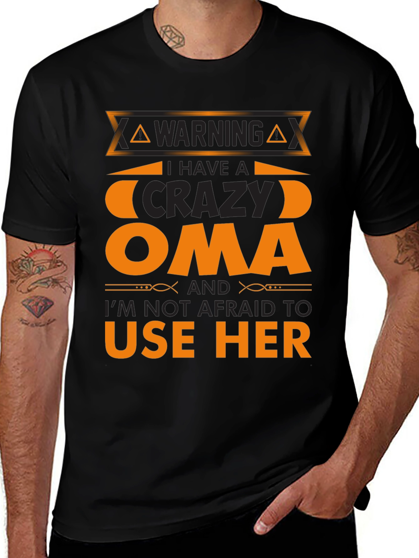 Warning Crazy Oma T-Shirt Funny Family Tee