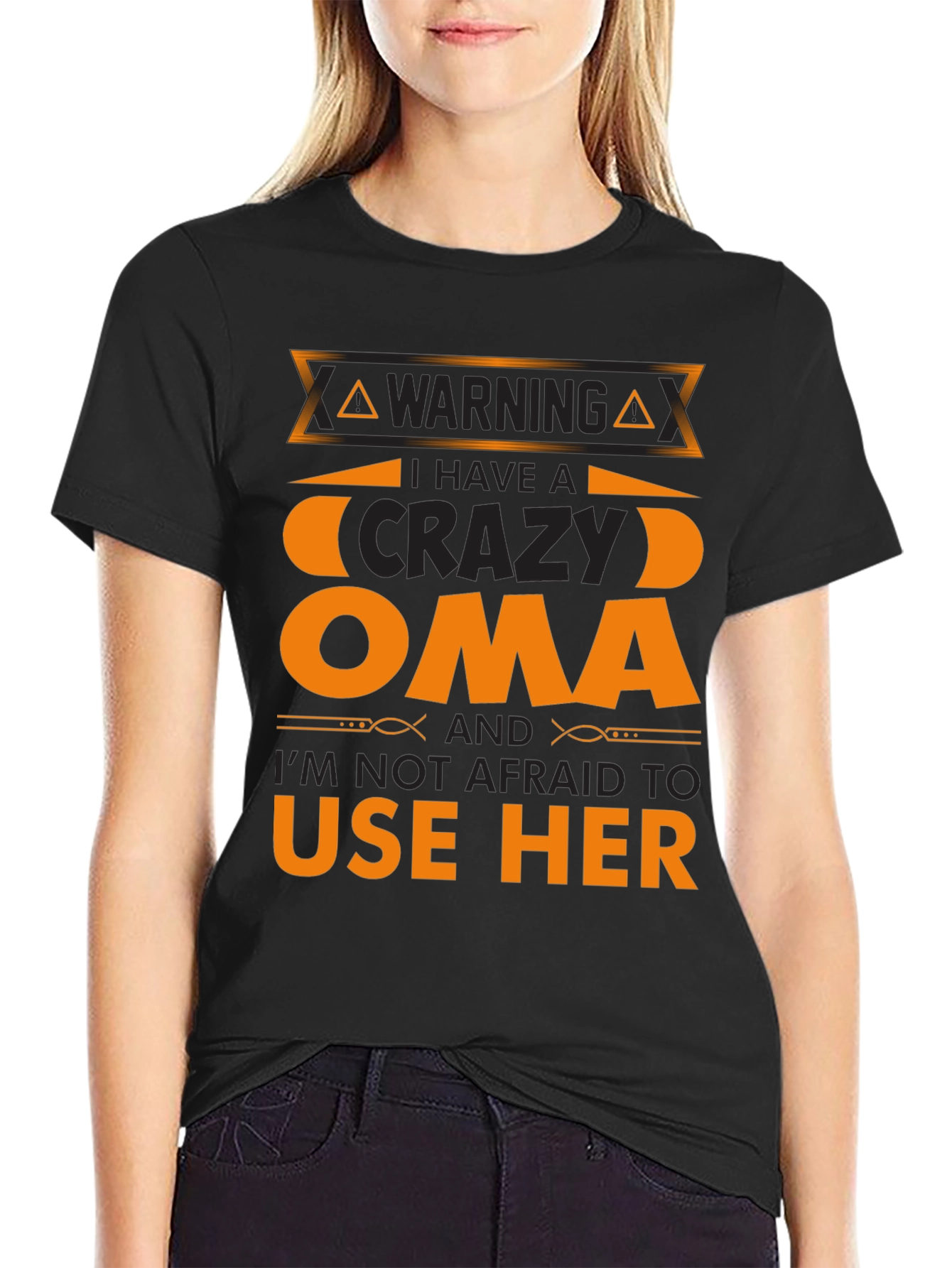 Warning Crazy Oma T-Shirt Funny Family Tee