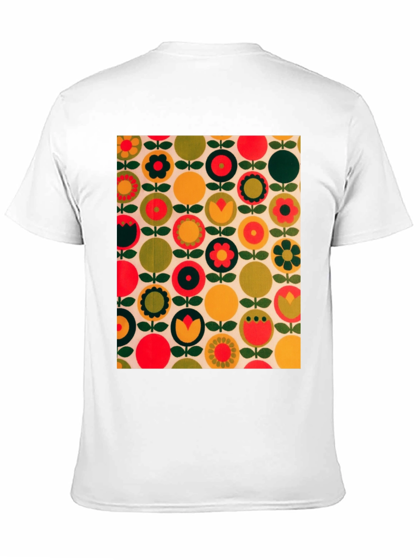 Retro Floral Pattern T-Shirt - Bold 70s Style