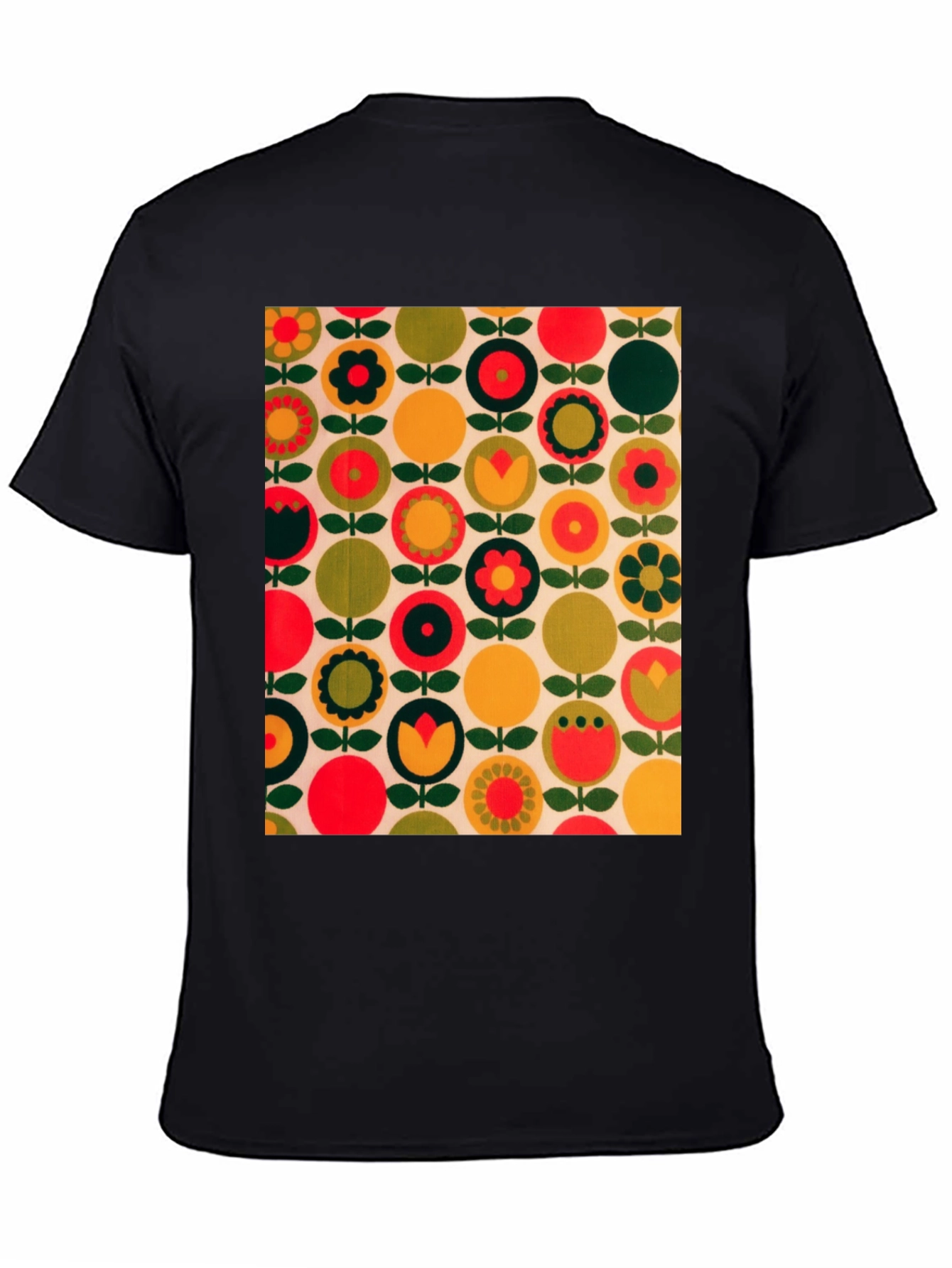 Retro Floral Pattern T-Shirt - Bold 70s Style