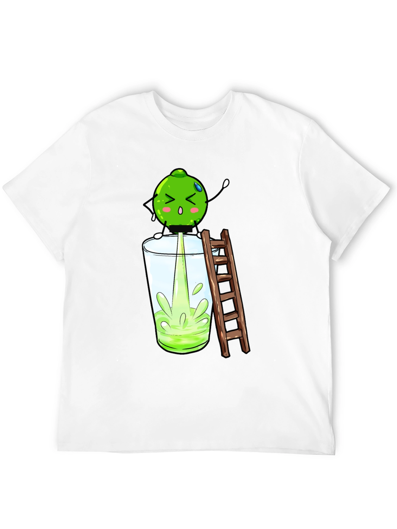 Funny Lime Juice Cartoon Black T-Shirt