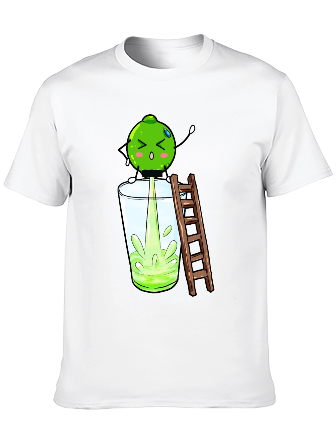 Funny Lime Juice Cartoon Black T-Shirt