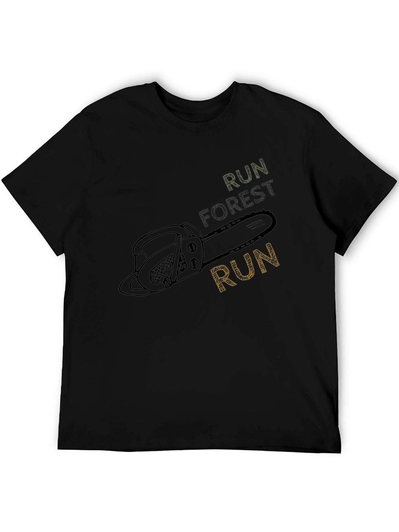 Run Forest Run Chainsaw T-Shirt - Unique Design