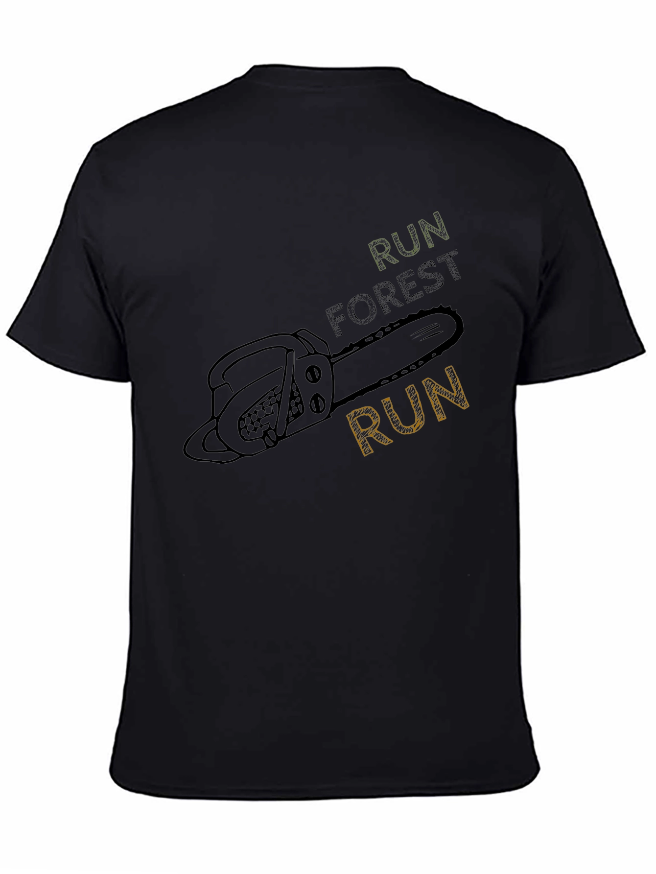 Run Forest Run Chainsaw T-Shirt - Unique Design