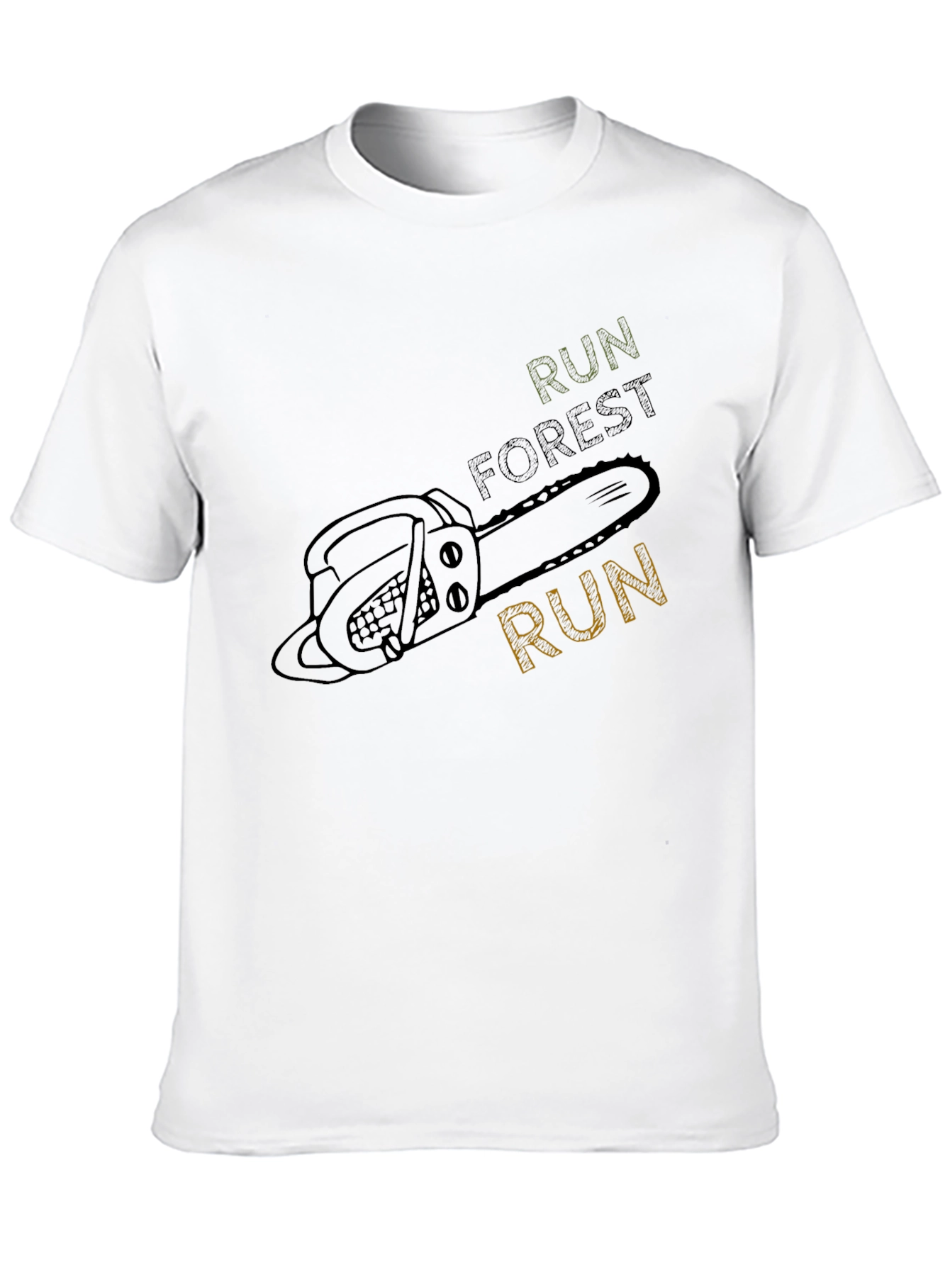Run Forest Run Chainsaw T-Shirt - Unique Design