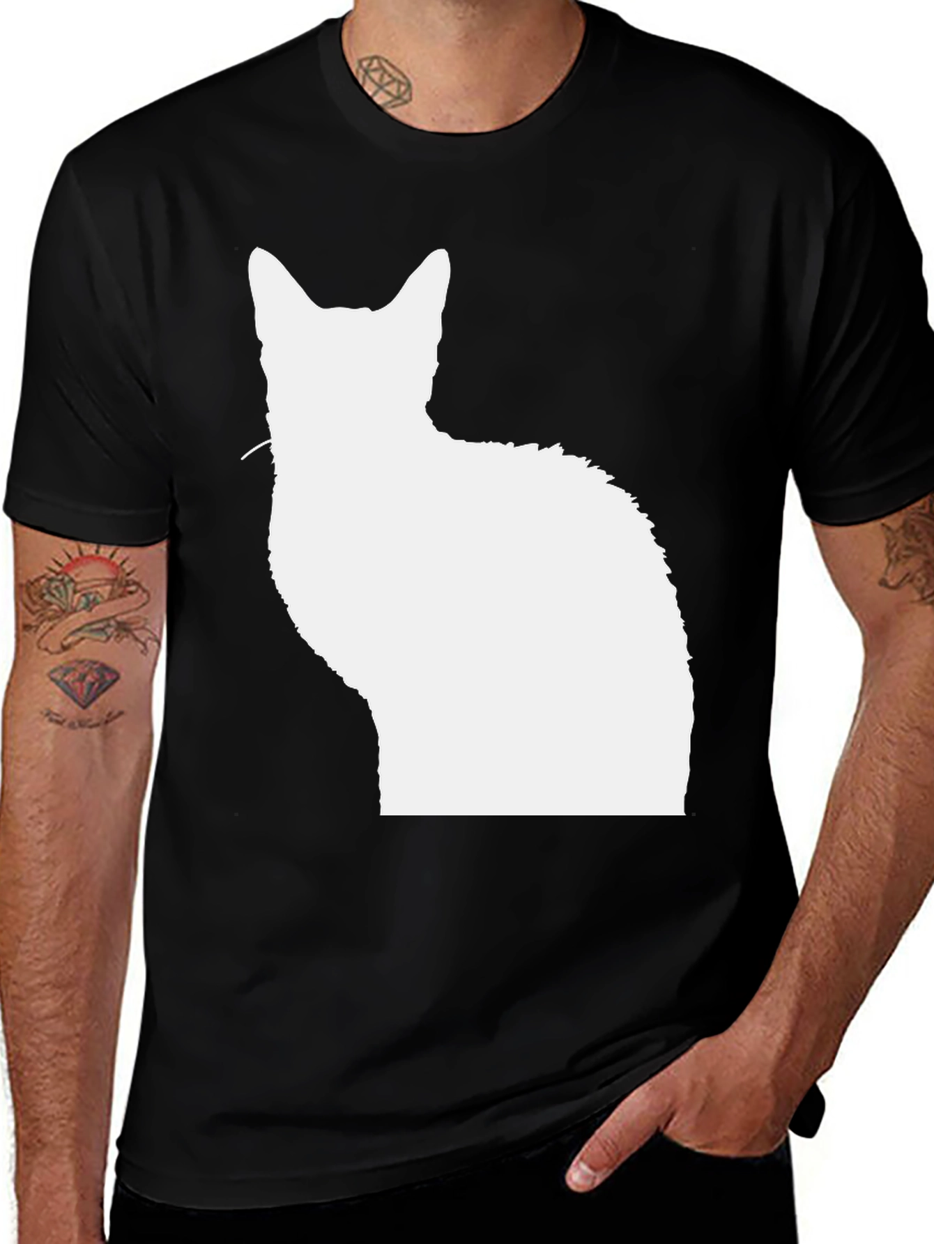 Cat Silhouette Black T-Shirt