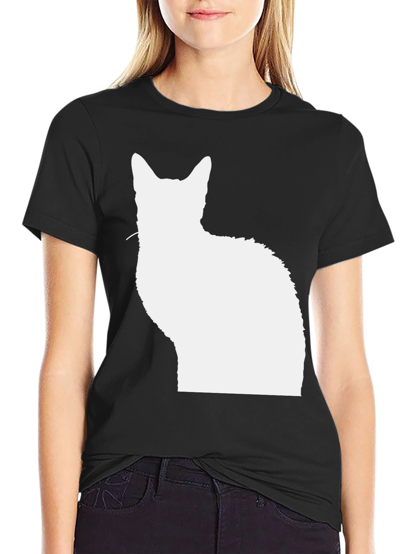 Cat Silhouette Black T-Shirt