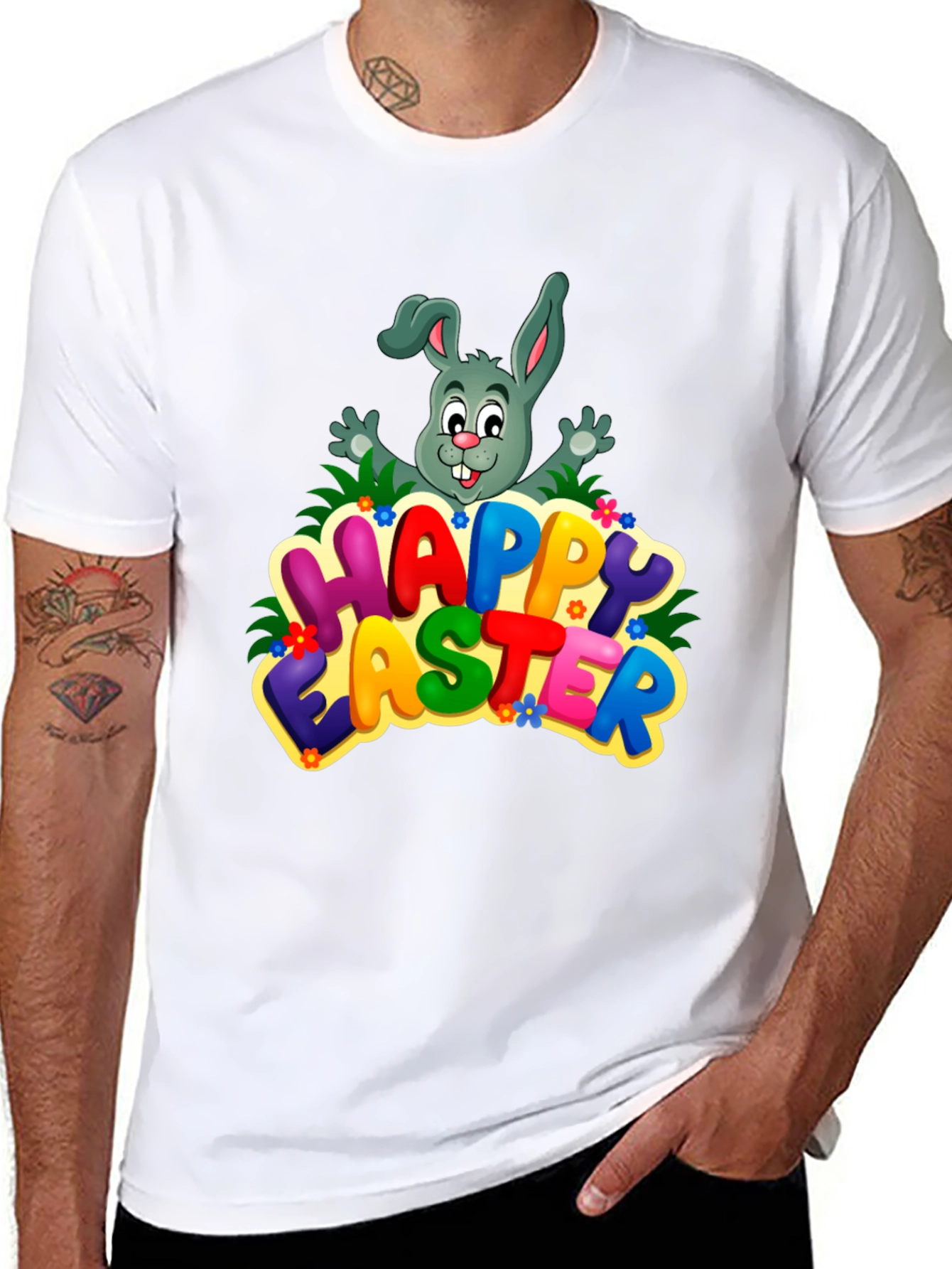 Happy Easter Bunny Graphic Tee - Festive Holiday Shirt