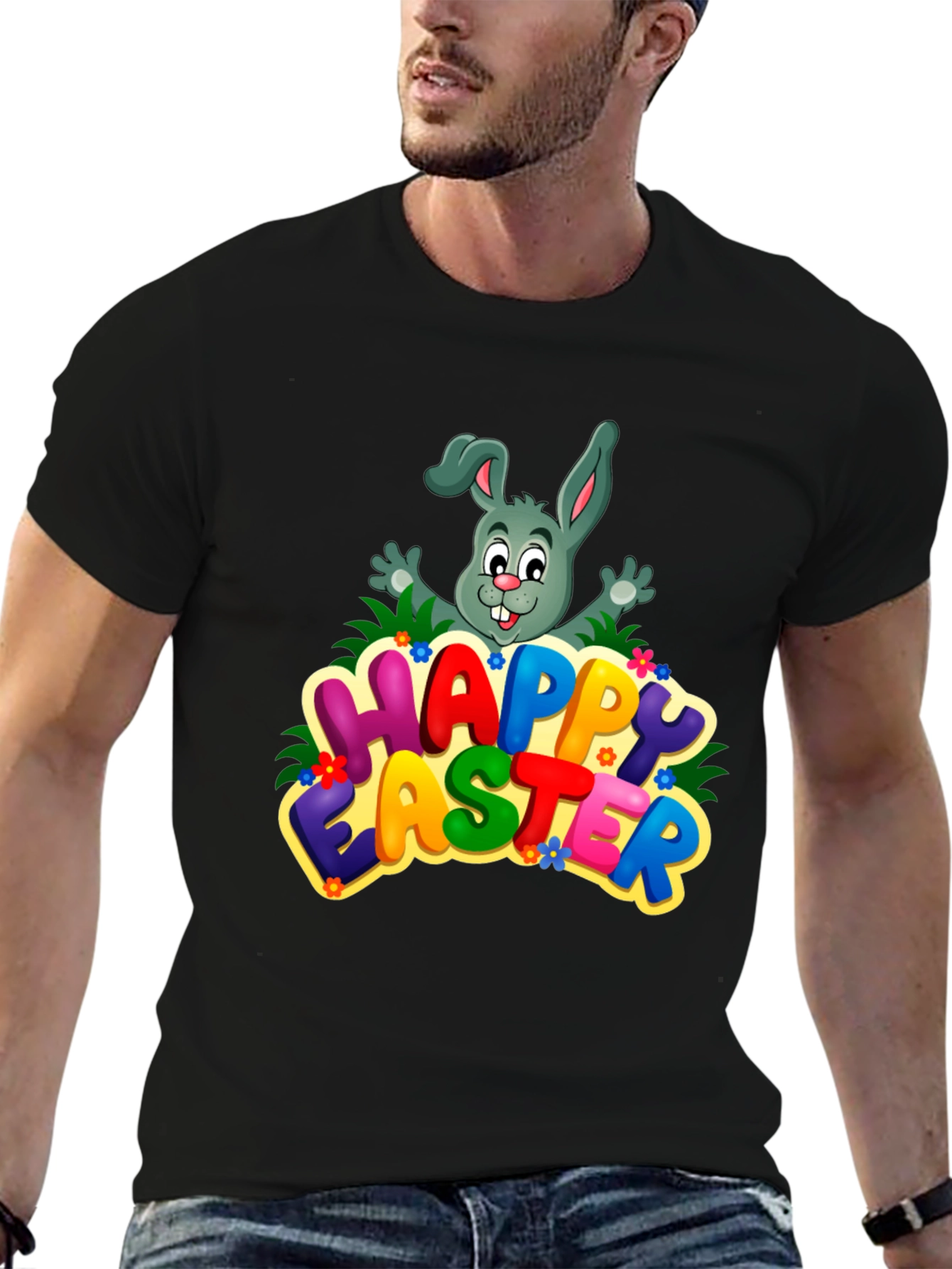 Happy Easter Bunny Graphic Tee - Festive Holiday Shirt