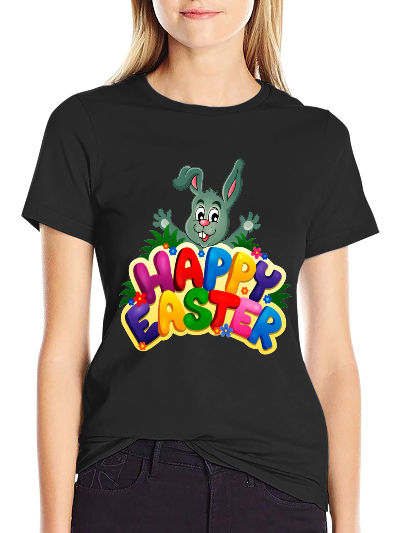 Happy Easter Bunny Graphic Tee - Festive Holiday Shirt