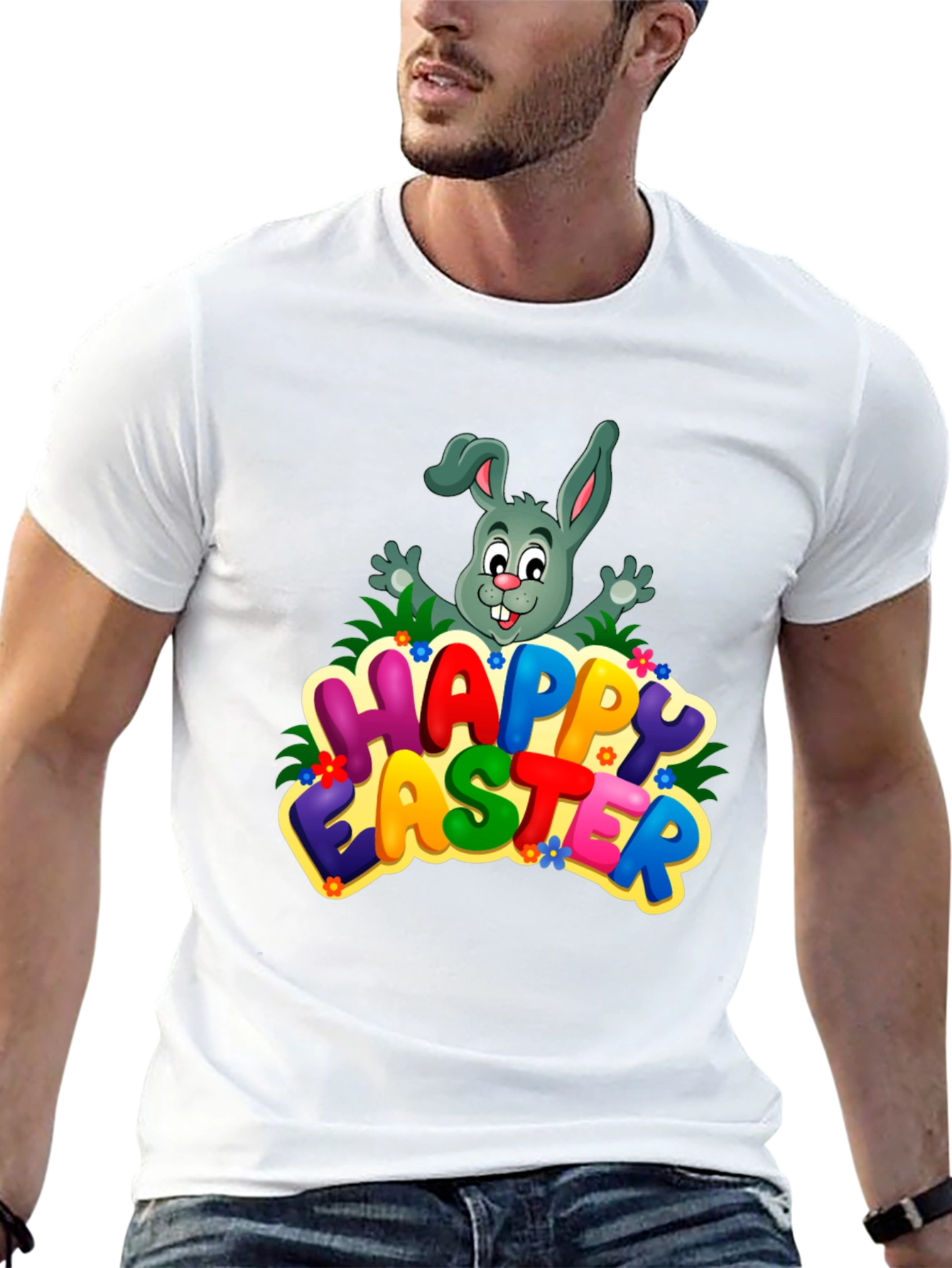 Happy Easter Bunny Graphic Tee - Festive Holiday Shirt