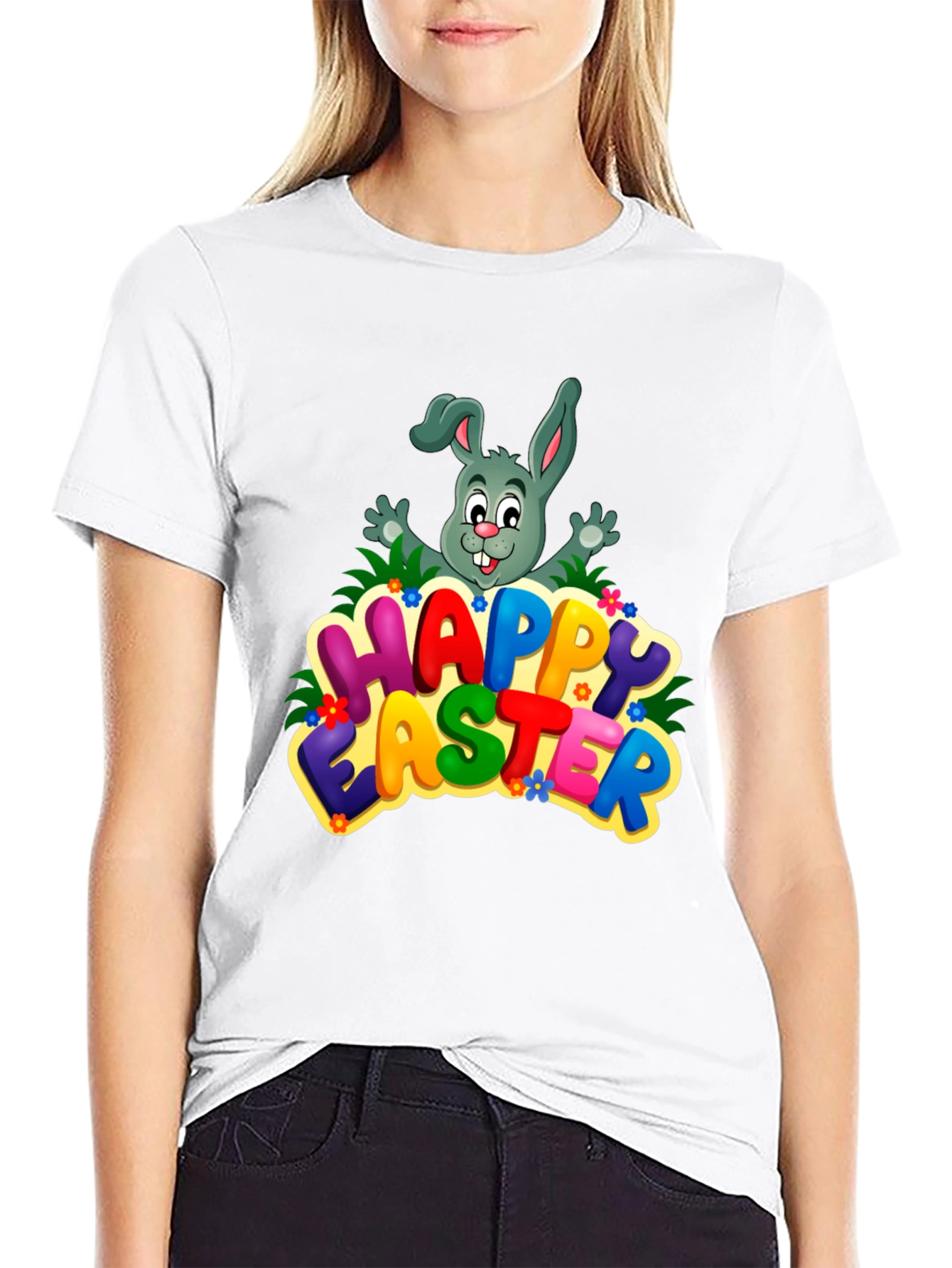 Happy Easter Bunny Graphic Tee - Festive Holiday Shirt