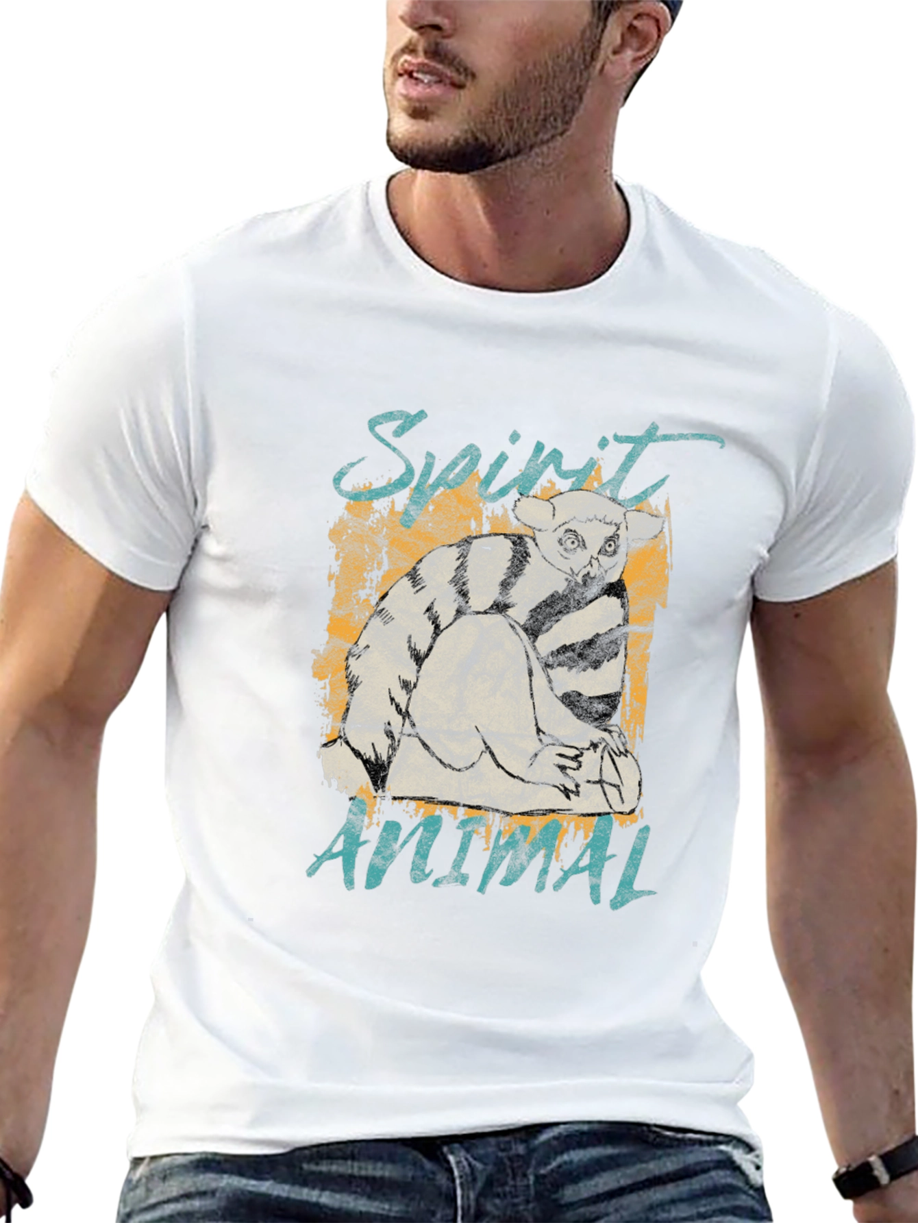 Spirit Animal Lemur Graphic Print T-Shirt